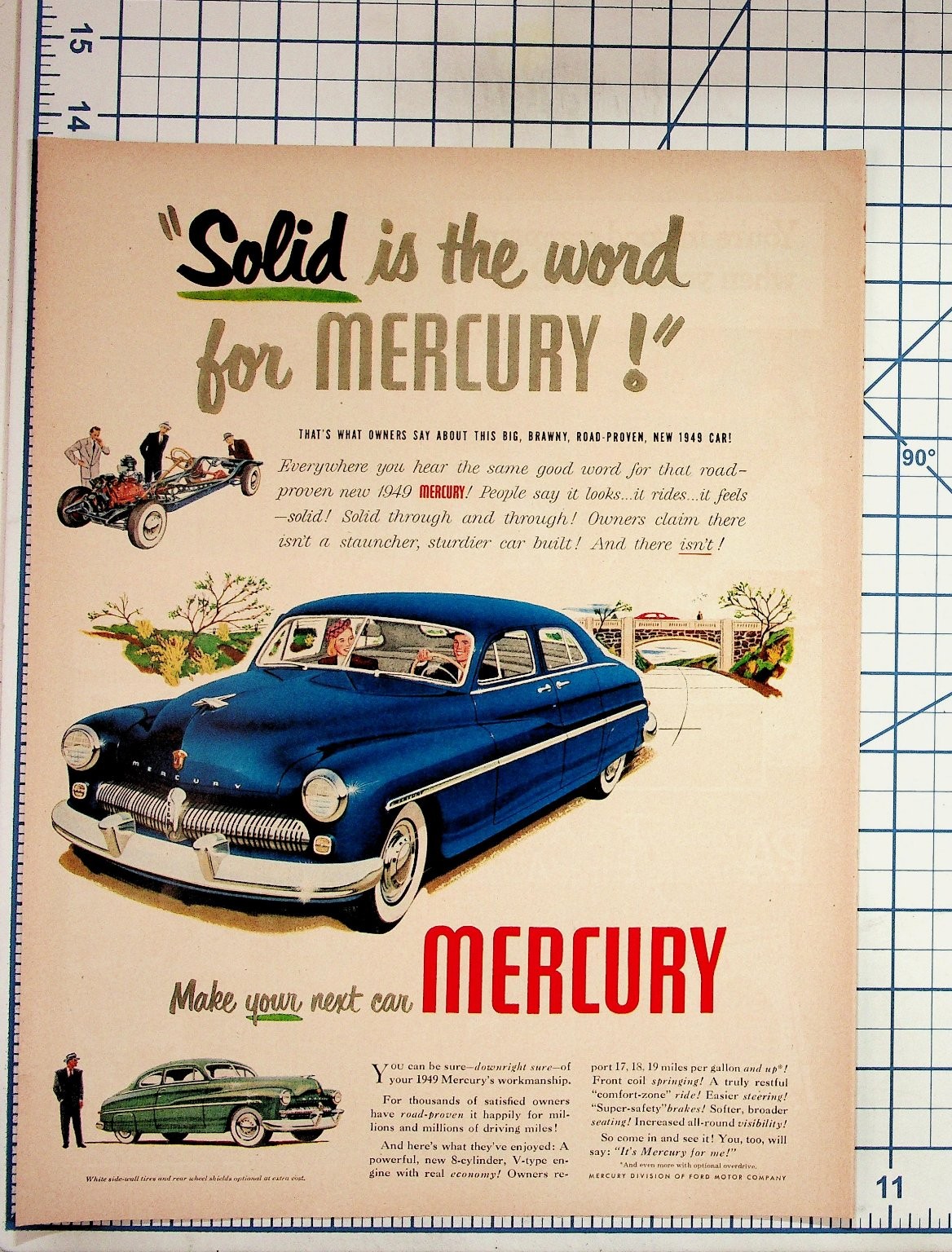 1949 Mercury Car Vintage Magazine Ad Original Print Automotive Ephemera