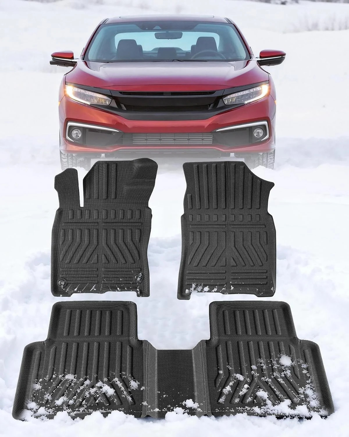Fit For 2016-2021 Honda Civic Sedan & Hatchback Coupe TPE Floor Mats Liners