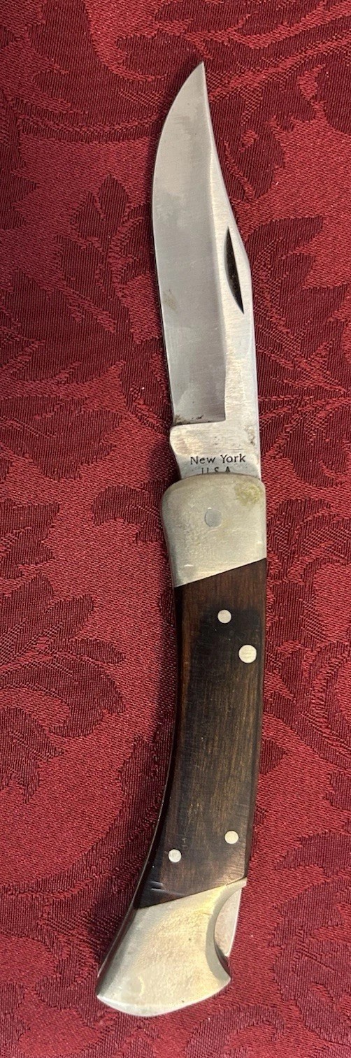 Vintage Camillus 886 Large Wood Handle Folding Pocket Knife