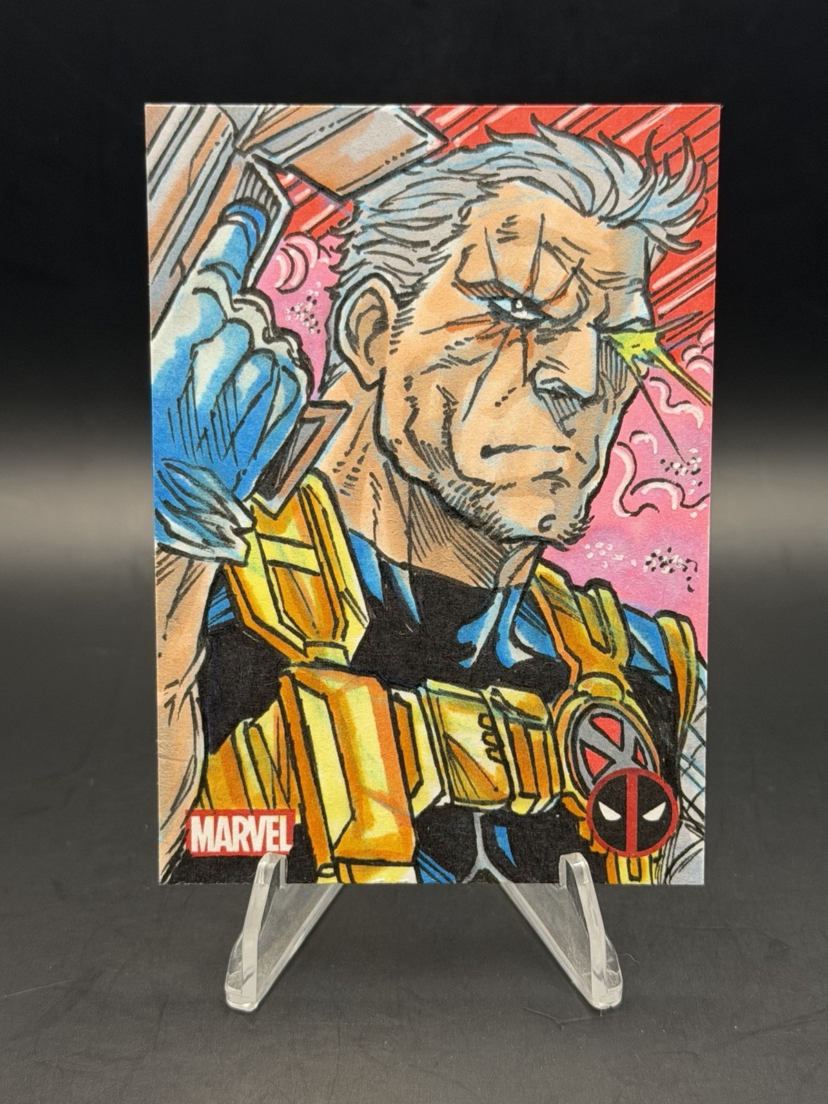 2025 Topps Chrome Deadpool Cable Sketch Card Elvin A. Hernandez 1/1
