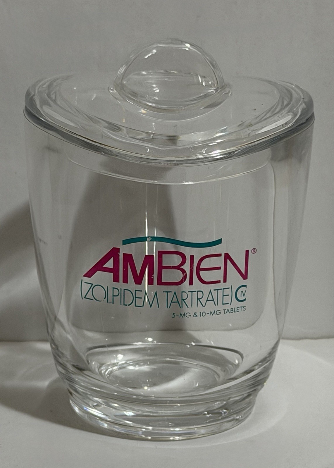 RARE Ambien Drug Rep Promo Candy Jar Acrylic Container With Lid Advertising