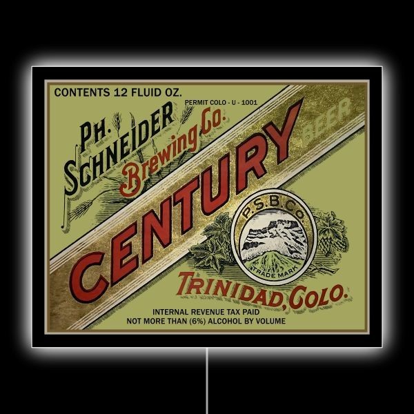 Schneider Century Beer of Trinidad Colorado NEW LED Hanging Lighted Sign: 18x23\