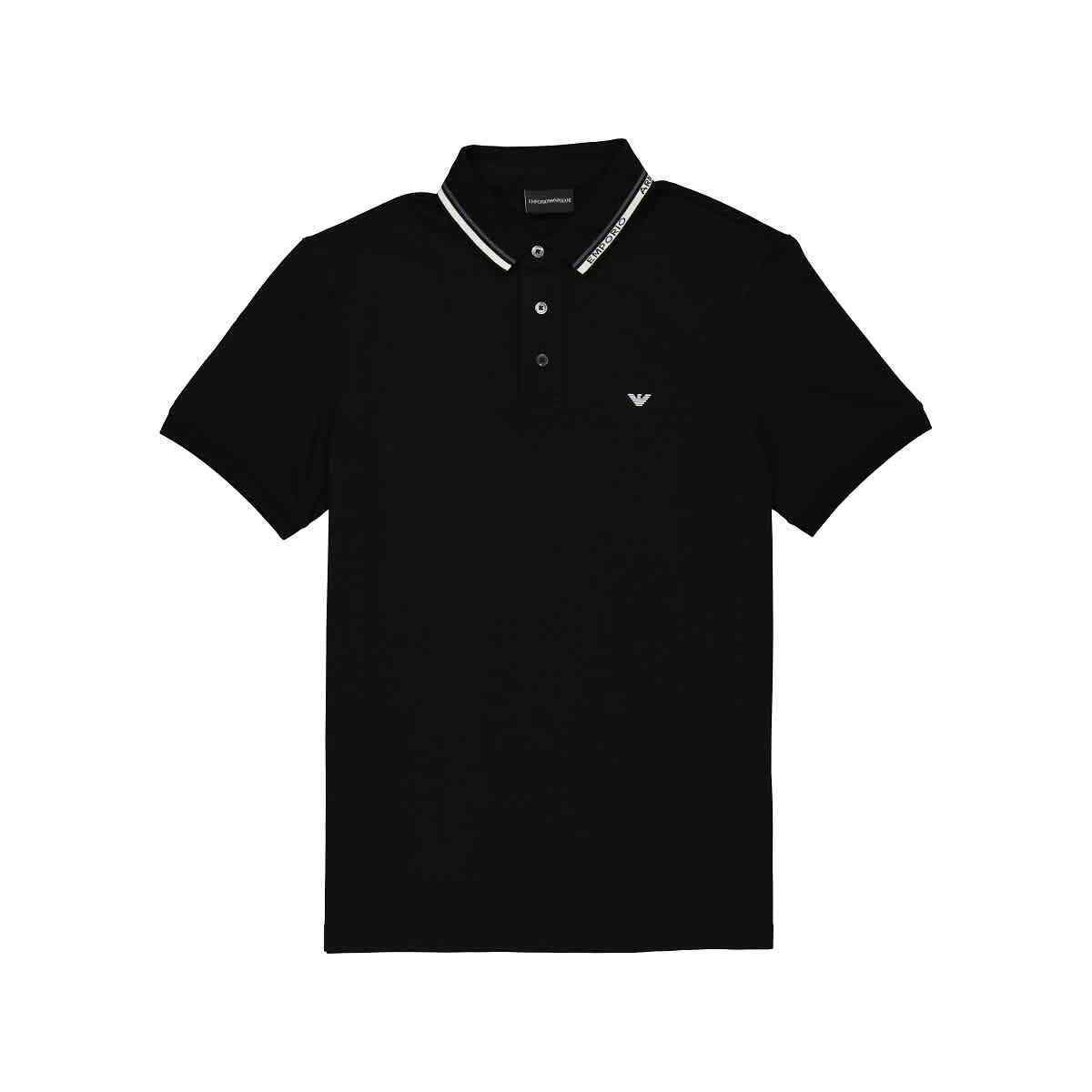Emporio Armani Black Logo Cotton-blend Polo Shirt