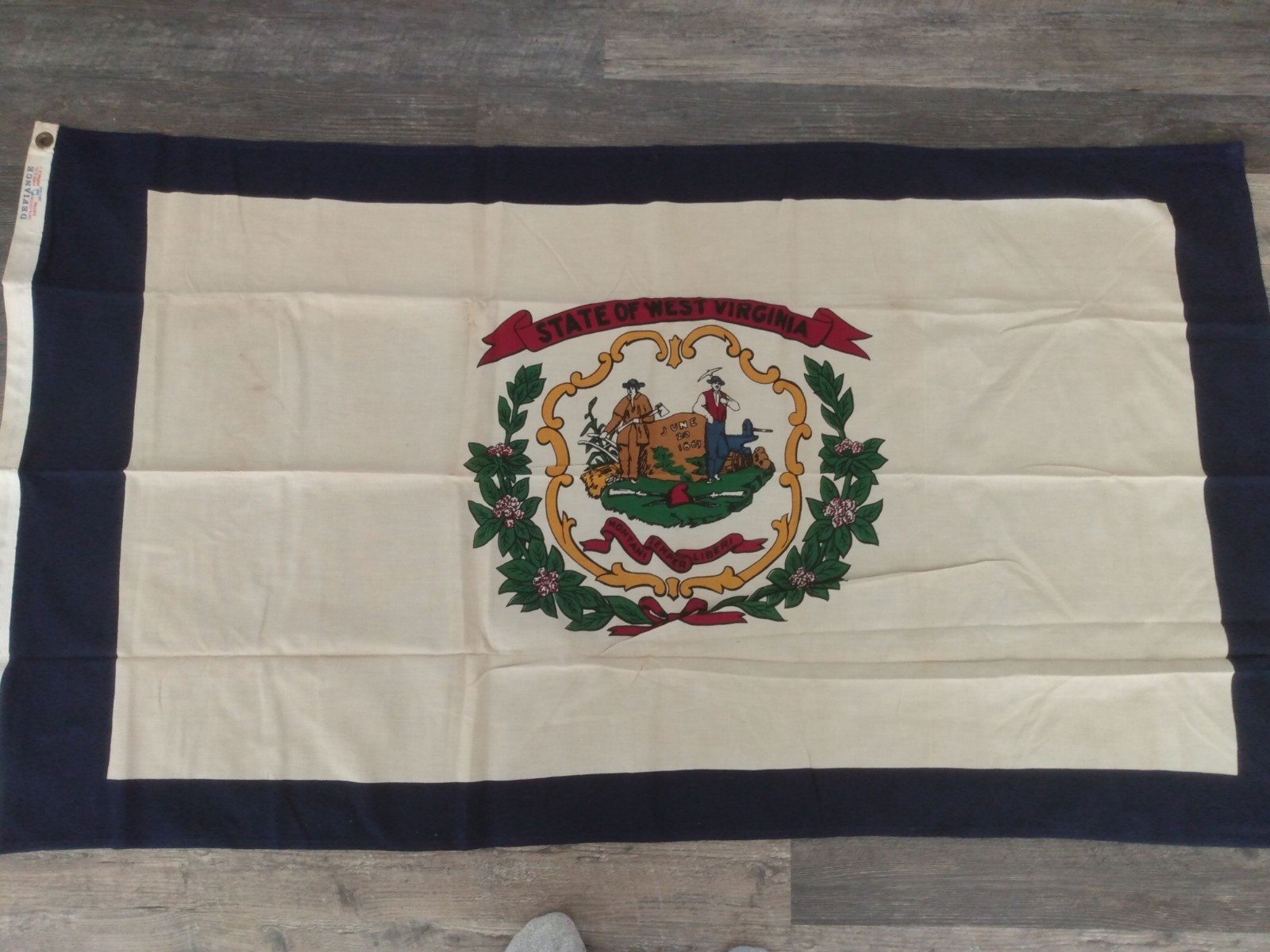 Vintage West Virginia State Flag, Annin/Defiance, 3x5ft., 100% Cotton, Used, VG