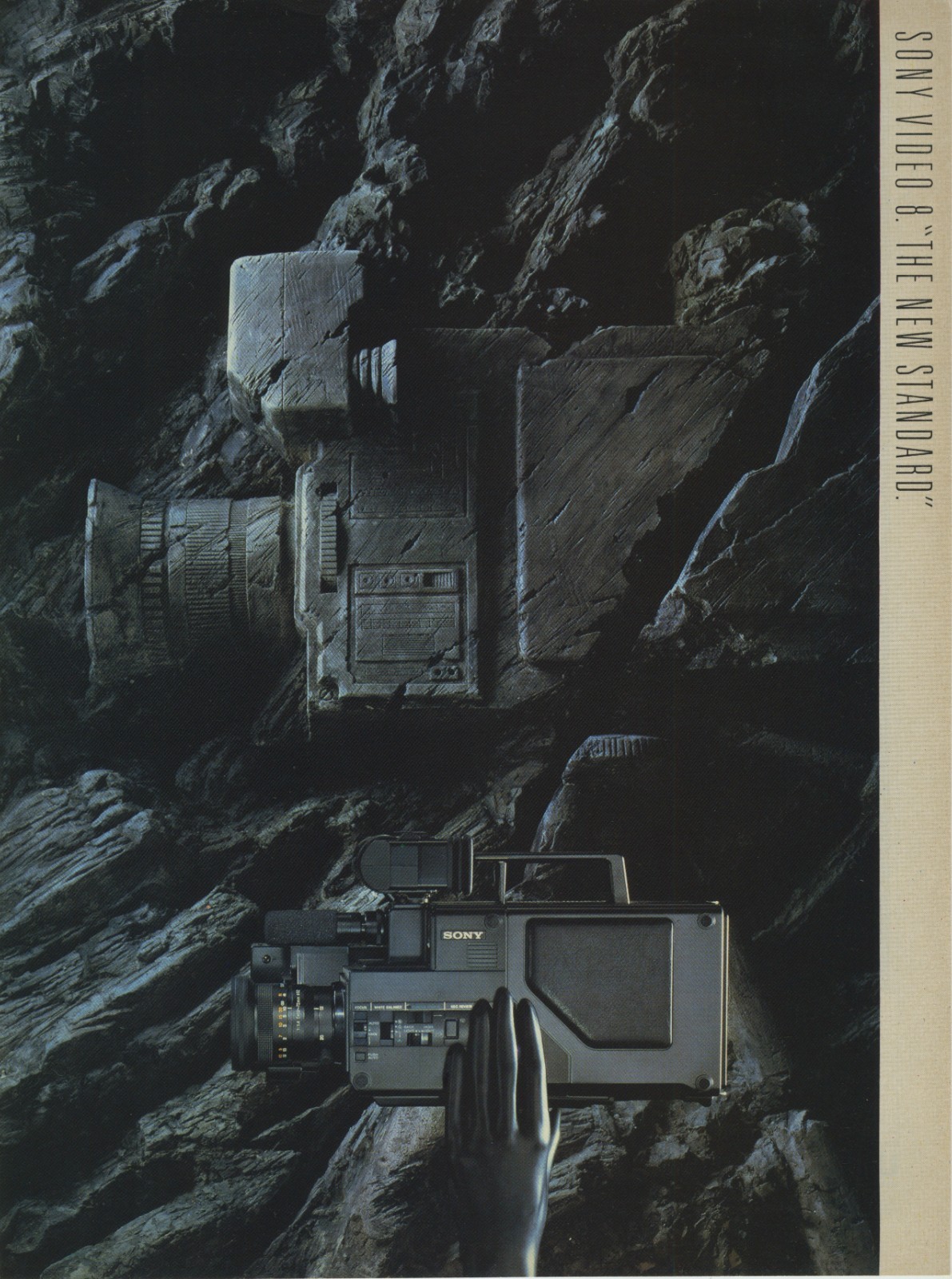 1980s Sony CCD V8 AF Video 8 Camcorder Rock Outcrop 2-Page Vintage Print Ad
