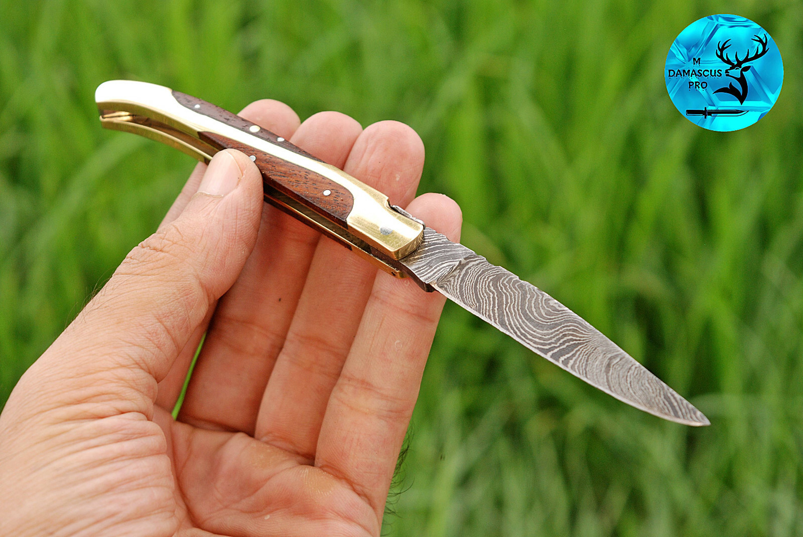 CUSTOM HANDMADE FORGED DAMASCUS STEEL FOLDING POCKET KNIFE EDC CAMPING 1260