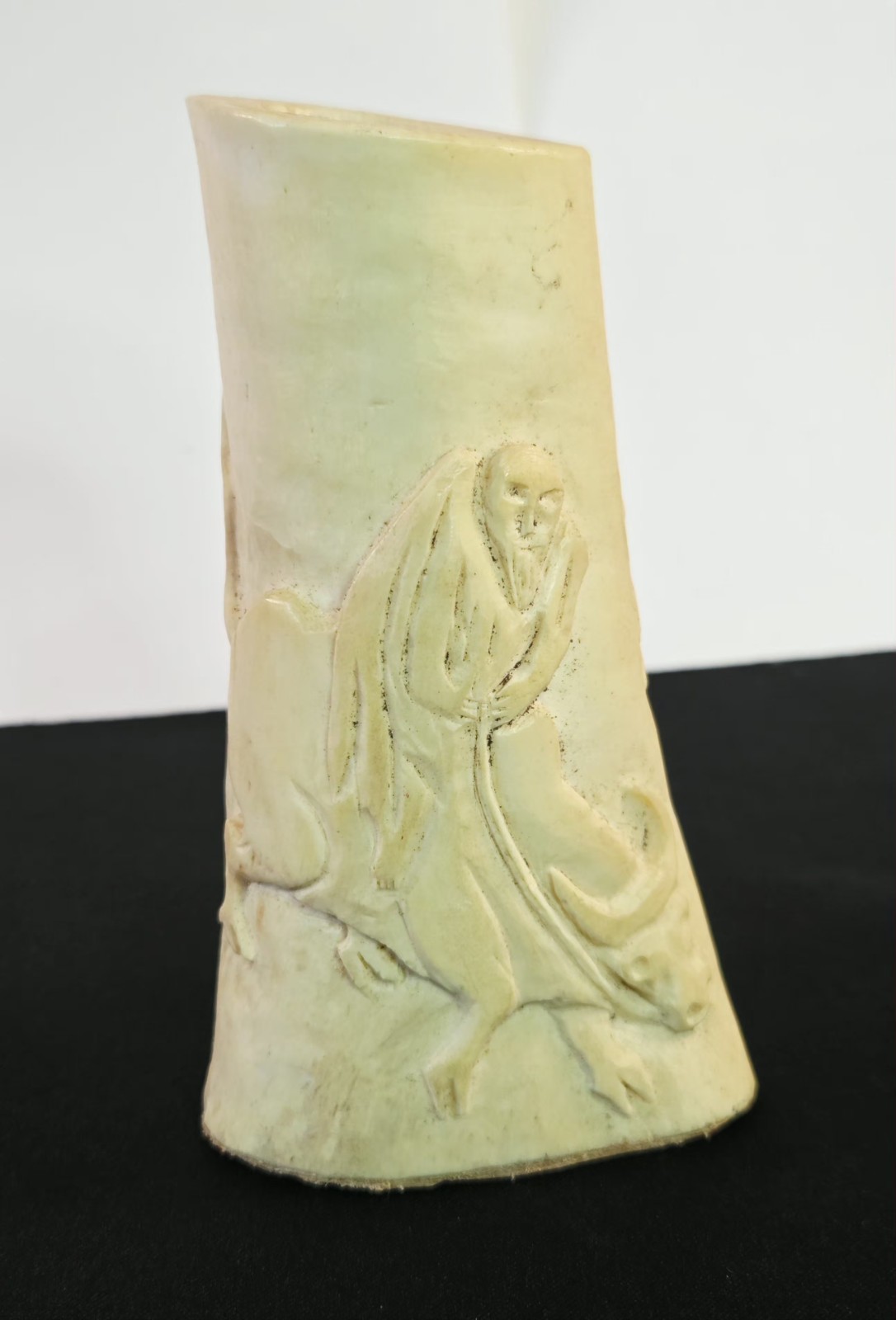 Vintage Hand Carved Ox Bird Asian Style Figure Folk Art Sculpture Handmade 