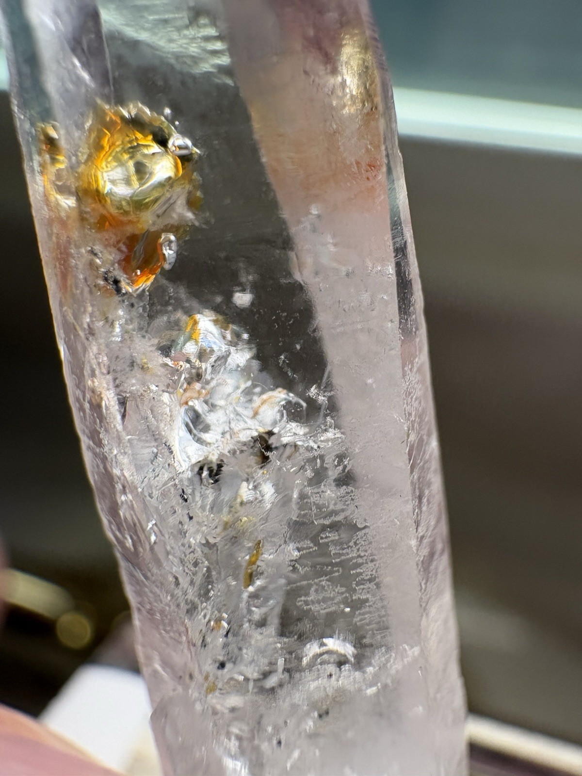 Firefly Quartz Clear Septor Fenster Mineral Specimen Crystal w/multiple enhydros