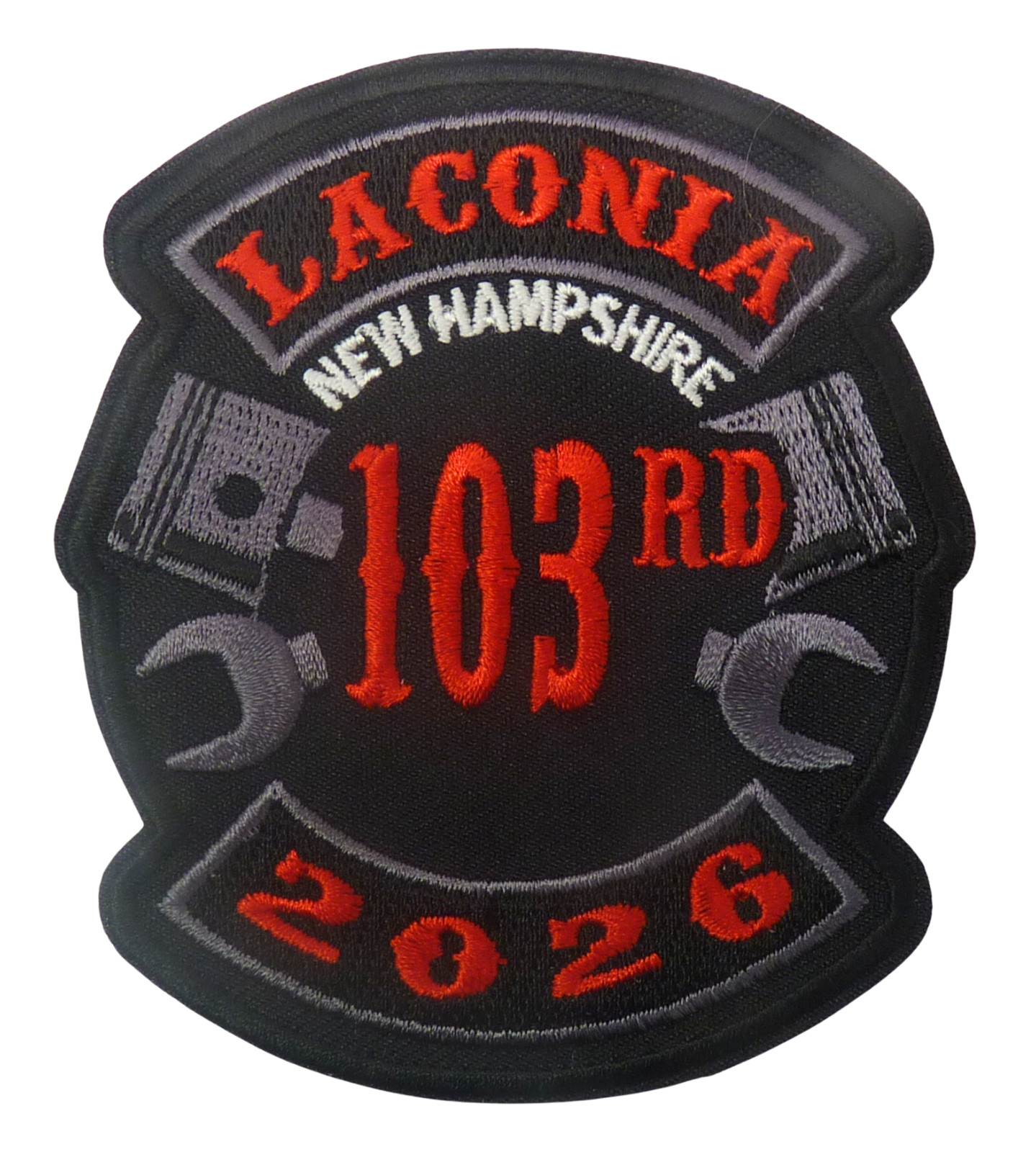 Laconia New Hampshire 103rd 2026 Pistons Biker Event Patch.