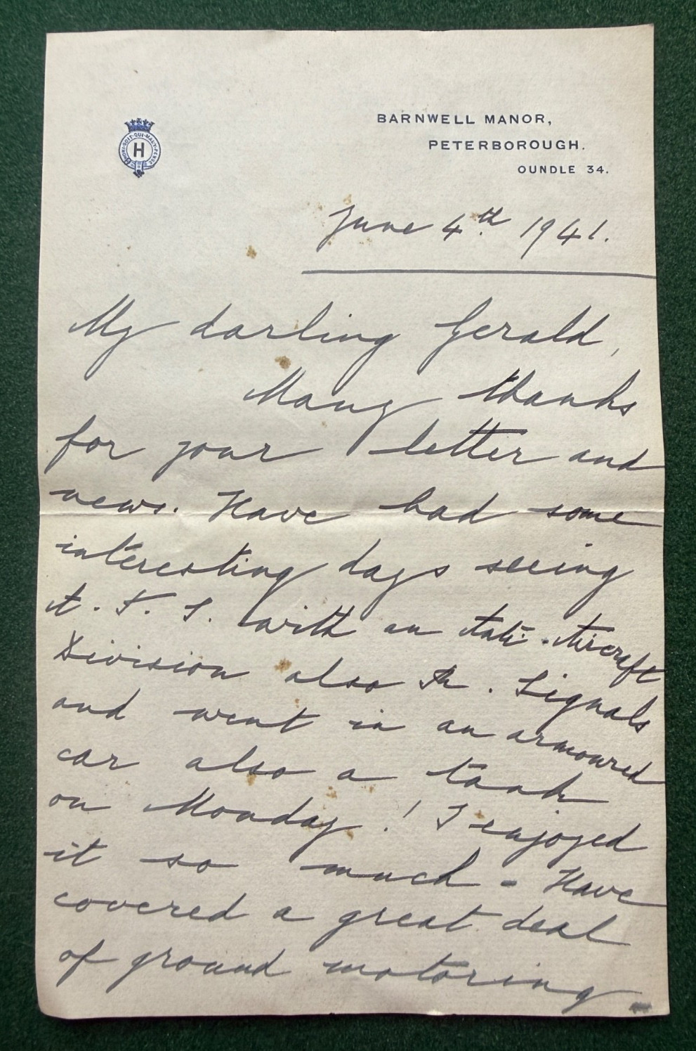 Antique Royal Signed Letter Mummy Mary Princess Royal Son Lascelles Barnwell WW2