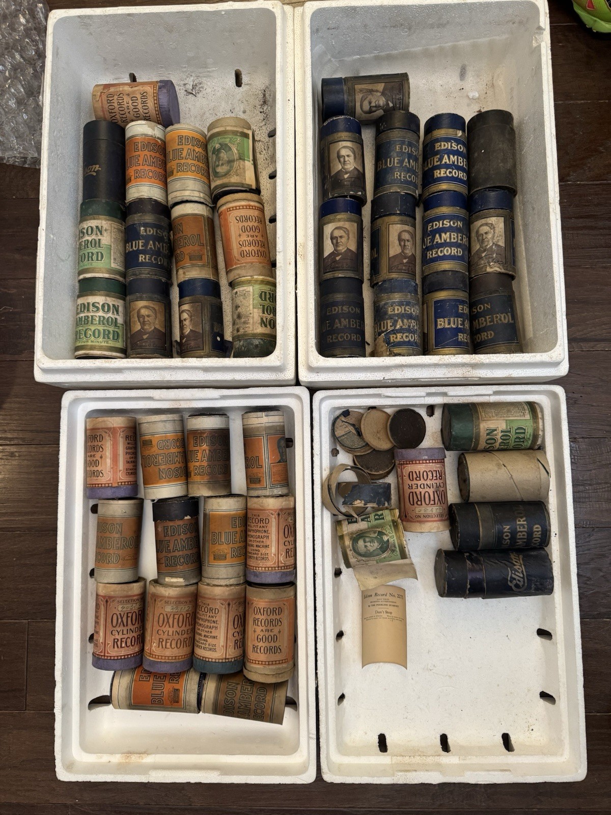 40 Antique Edison Cylinder Record Amberol Lot Blue, Green, Orange, Label (AS IS)