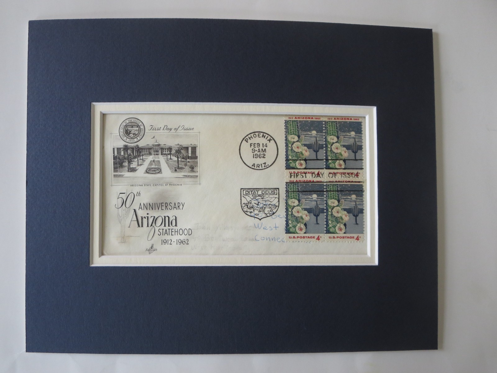 Arizona and the First Day Cover of the stamp issued for Arizona Statehood