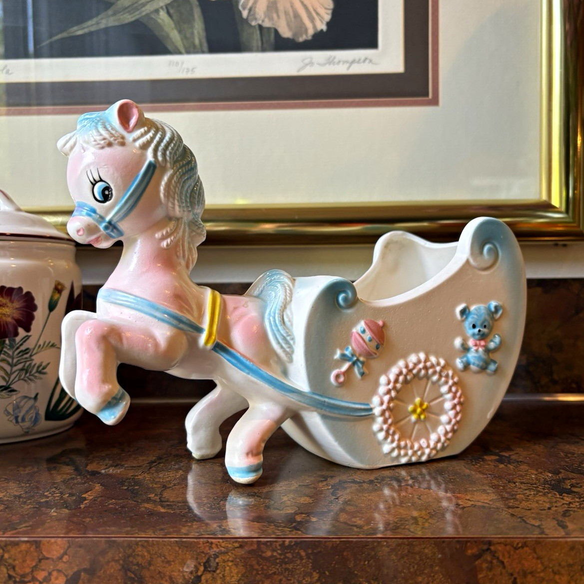 Vintage Mid-Century Ceramic Horse Nursery Planter