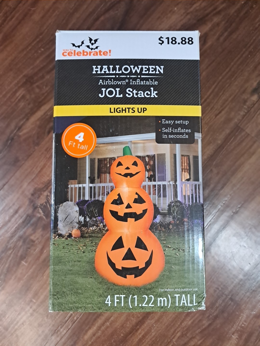 Way To Celebrate Halloween Airblown Inflatable JOL Stack Lights Up 4ft