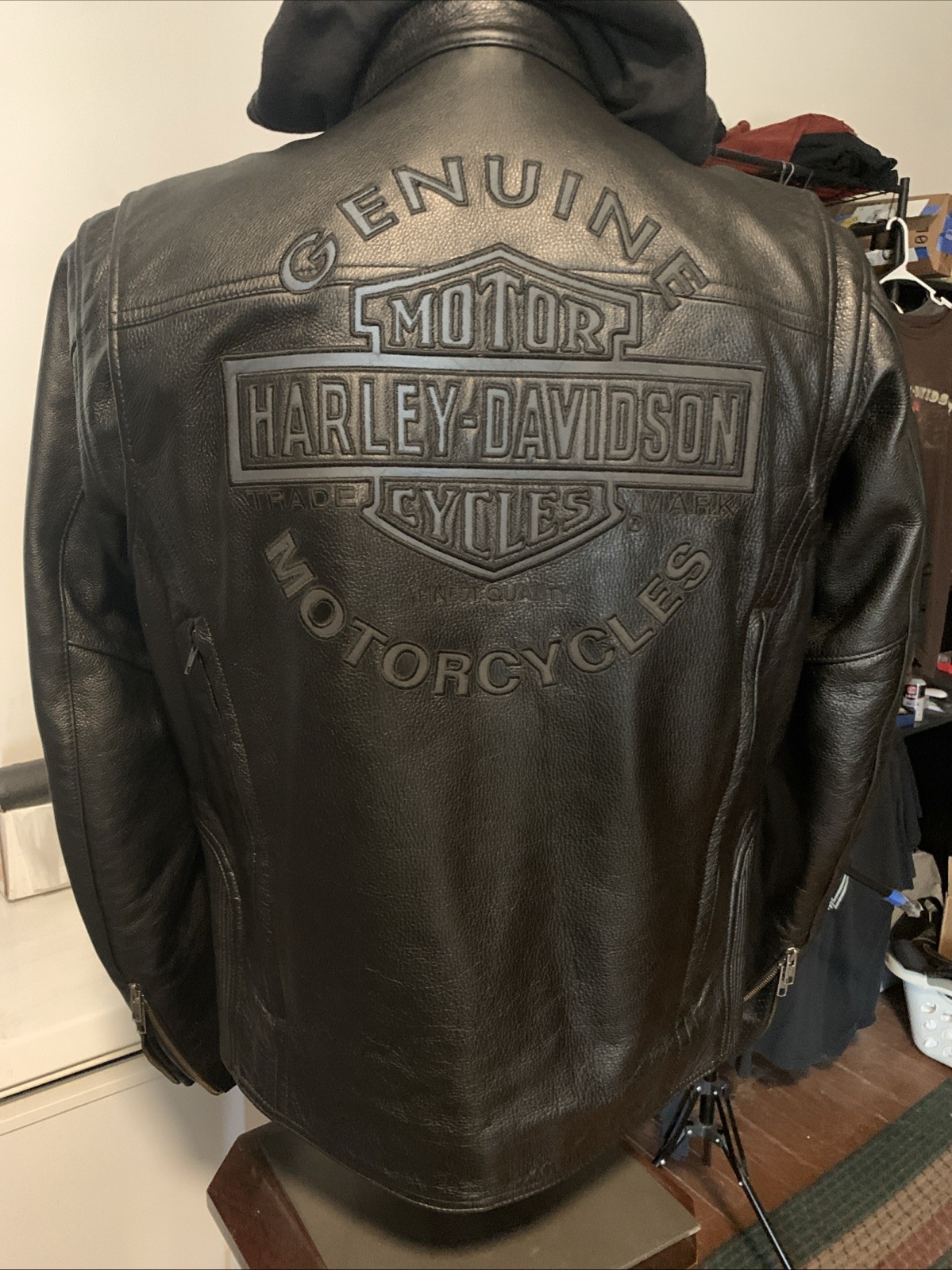 Harley -Davidson Men\'s 3-in-1 Leather Riding Jacket Embossed Heavyweight Medium