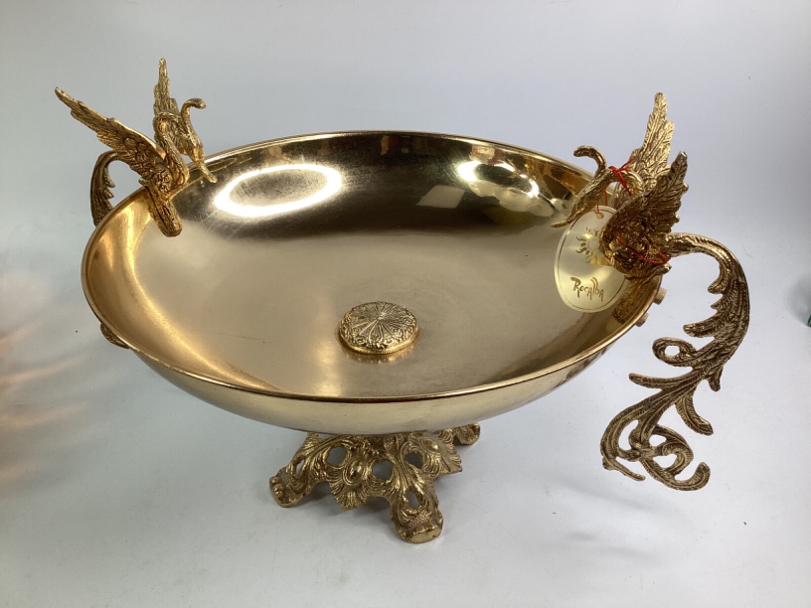 13” Rare Signed with tag Centerpiece 24k Gold Phoenix dragon (K2)