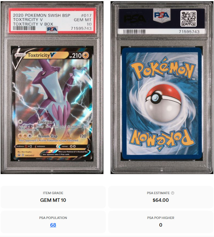2020 POKEMON SWSH BLACK STAR PROMO PSA 10  POP 68