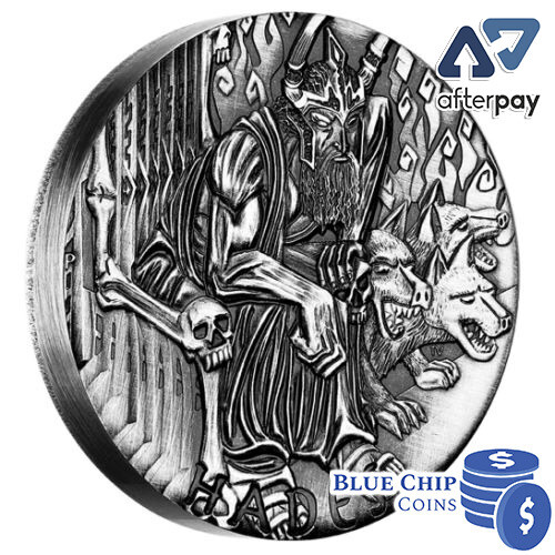 2014 $2 Tuvalu Gods Of Olympus Hades 2oz Silver Antiqued High Relief Coin