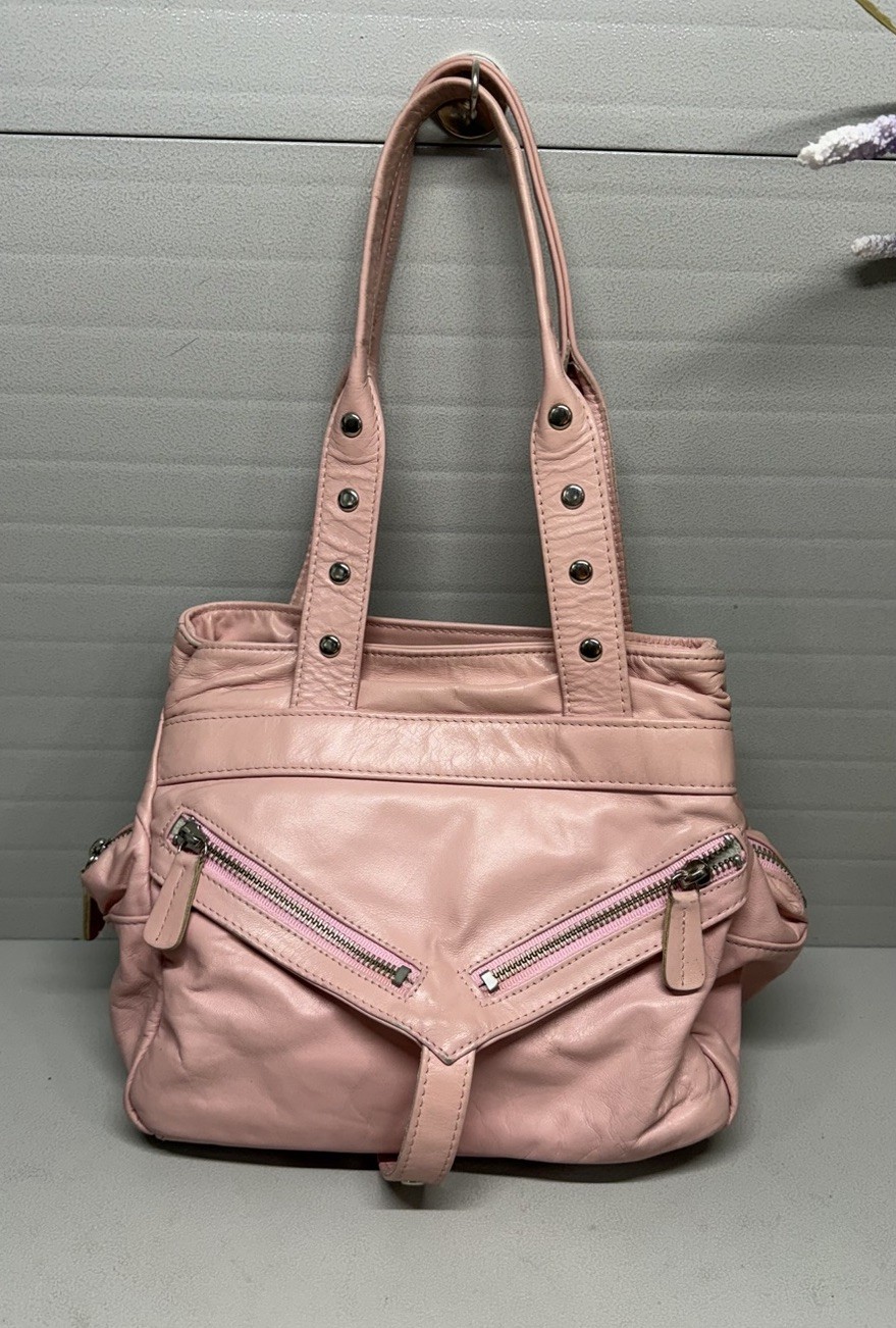 Botkier Trigger Satchel Shoulder Bag Pink Leather Size Small-Beautiful