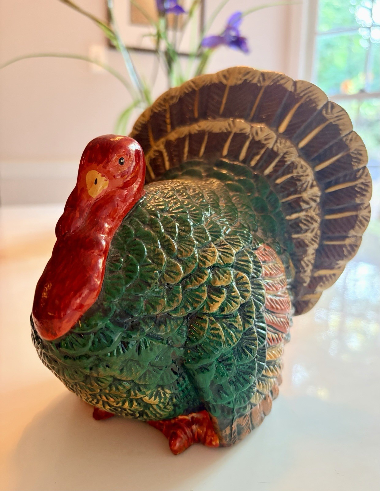 Vintage Turkey Figurine Fine Quality Ceramic Thanksgiving Fall Decor Centerpiece