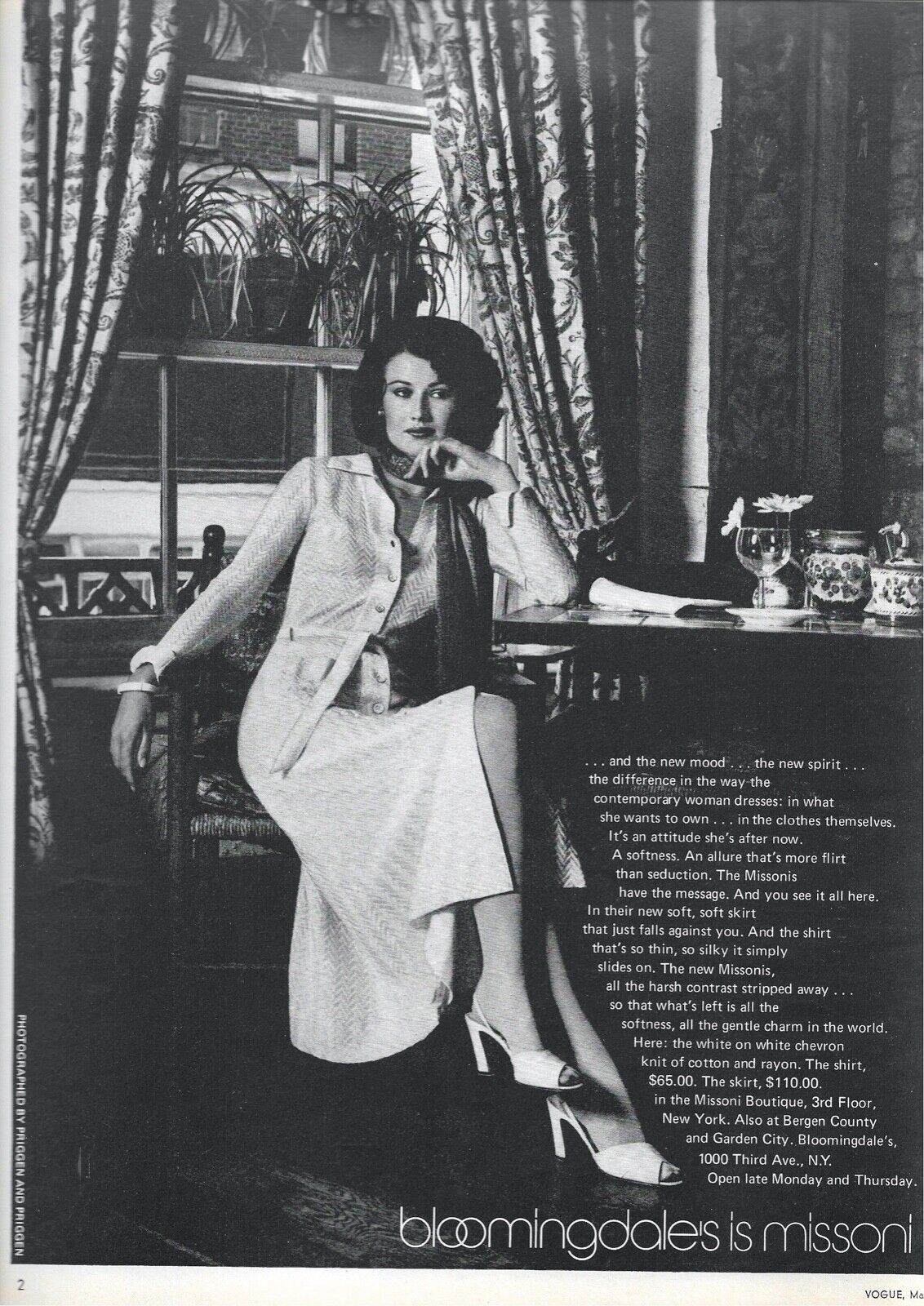 70\'s Bloomingdale\'s Missoni Fashion Ad  1974