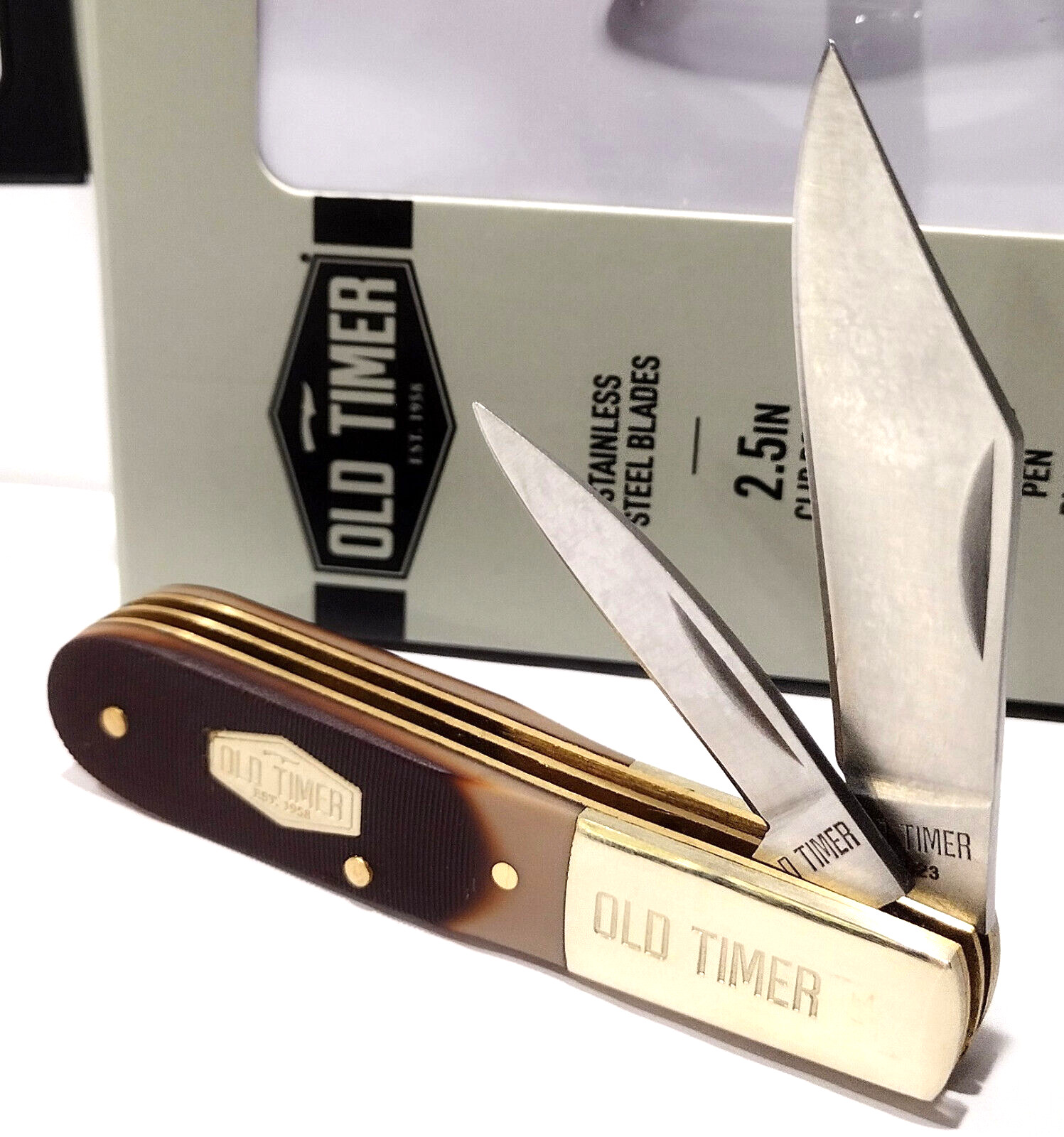 Schrade Old Timer Delrin Handles 2 Blade BARLOW Folding Pocket Knife 280OT EDC