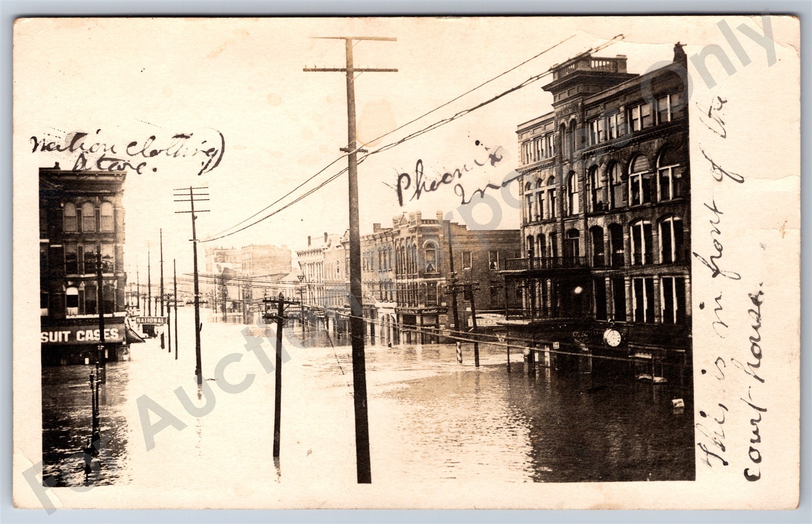Findlay, OH: RPPC Flooded Street Scene 1913 Flood Ohio Real Photo Postcard