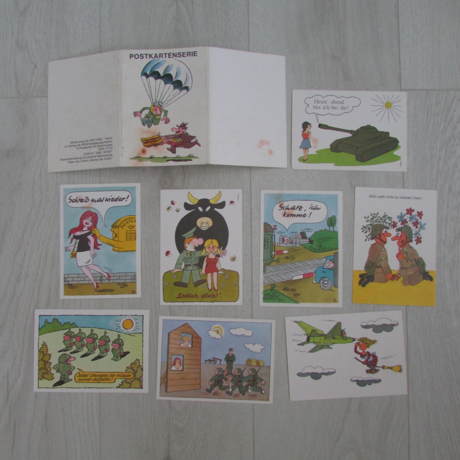 Rare Obsolete DDR GDR East Germany  Military Postcards-SET of 8