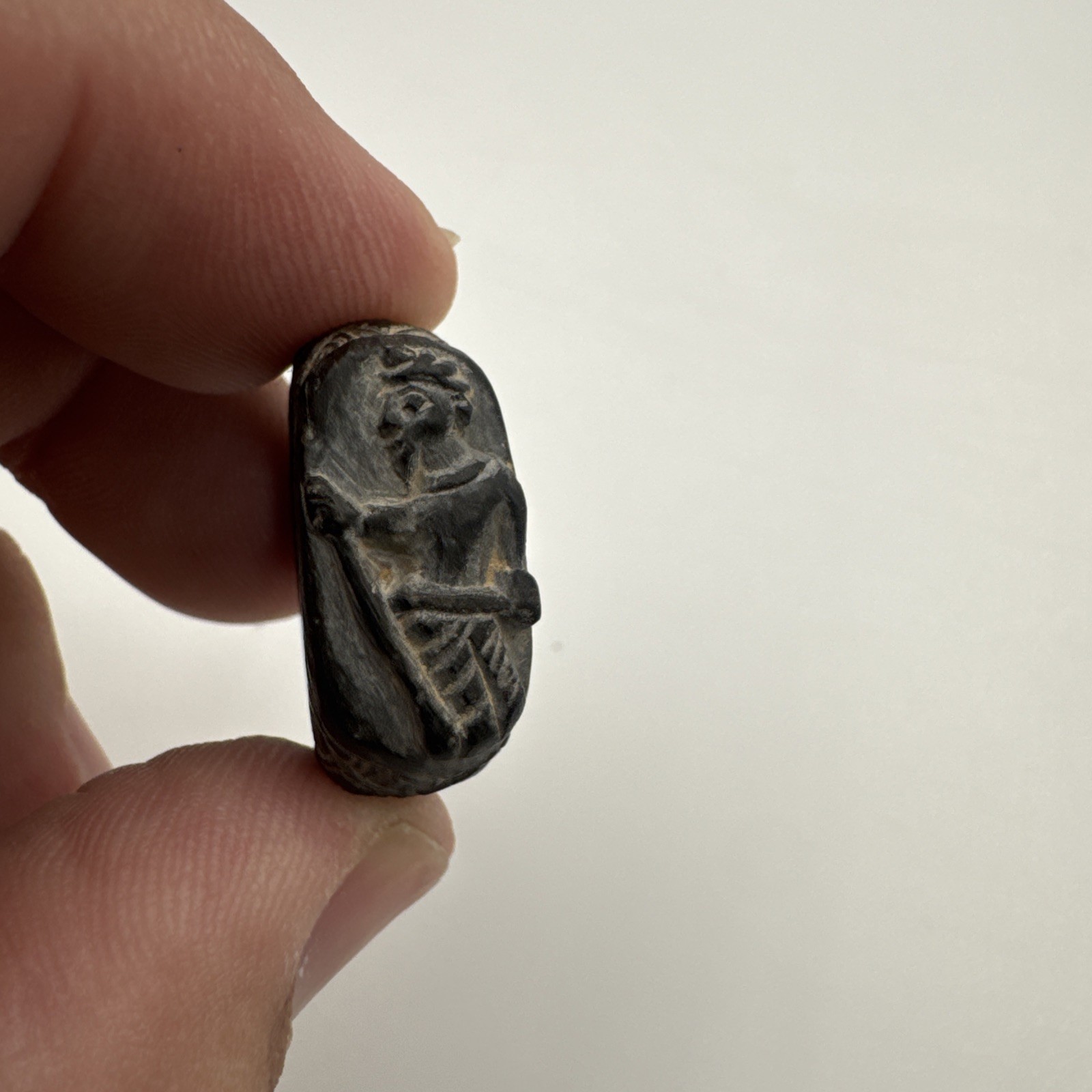 Old Antique Gandharan Art South Asia Schist Stone Carved Amulet Ring