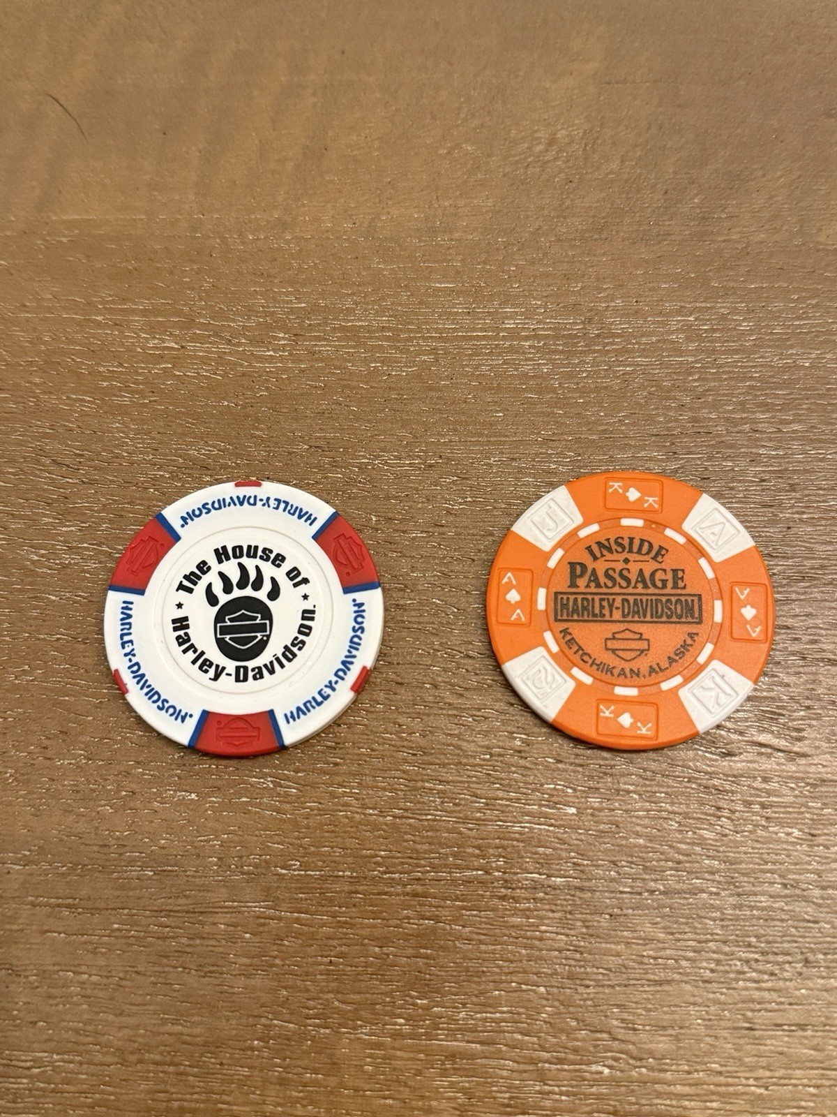 Harley Davidson Poker Chip Alaska Lot of 2 Dealership AK Chips Collection
