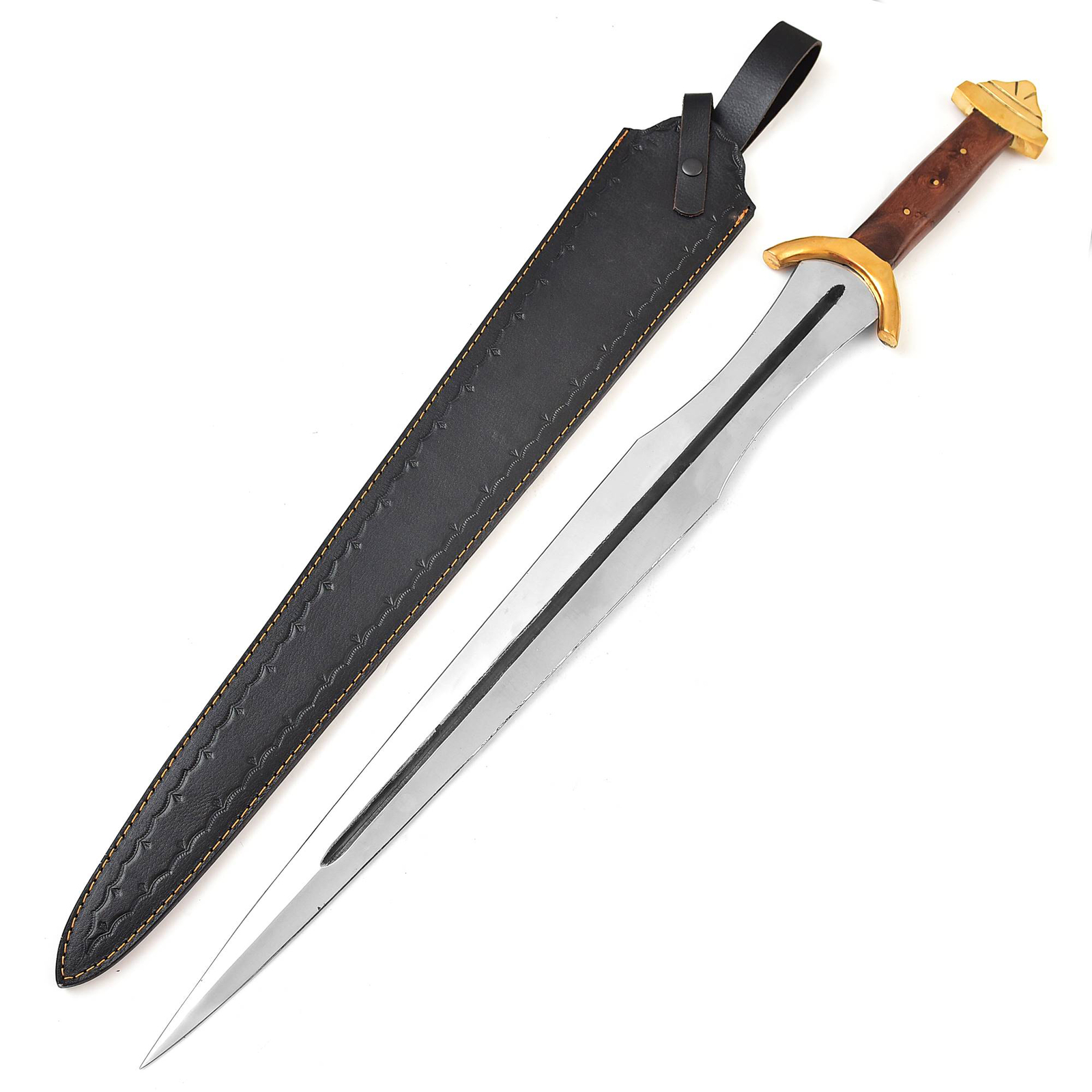 Hand Forged 1095 High Carbon Steel Sword FullTang Battle Ready w/ Leather Sheath