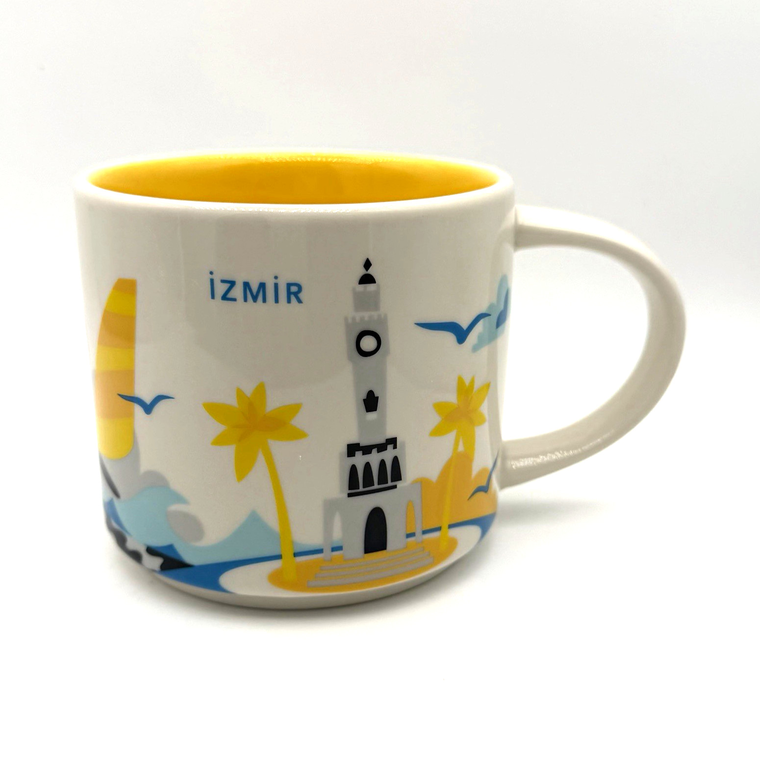 Starbucks You Are Here Collection Izmir Mug White w/ Yellow Interior 14 oz.
