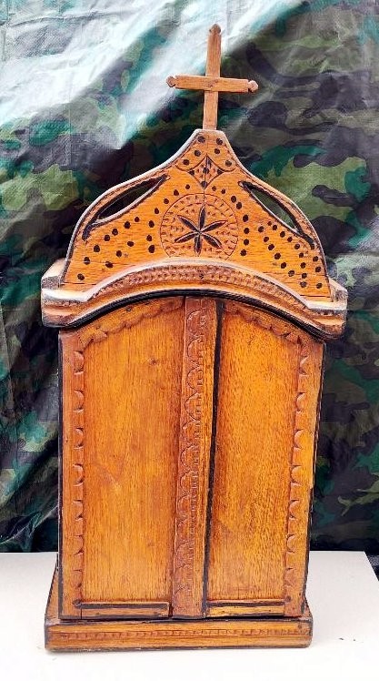 Antique Carved Wood Tabernacle From Rainforest of Brazil