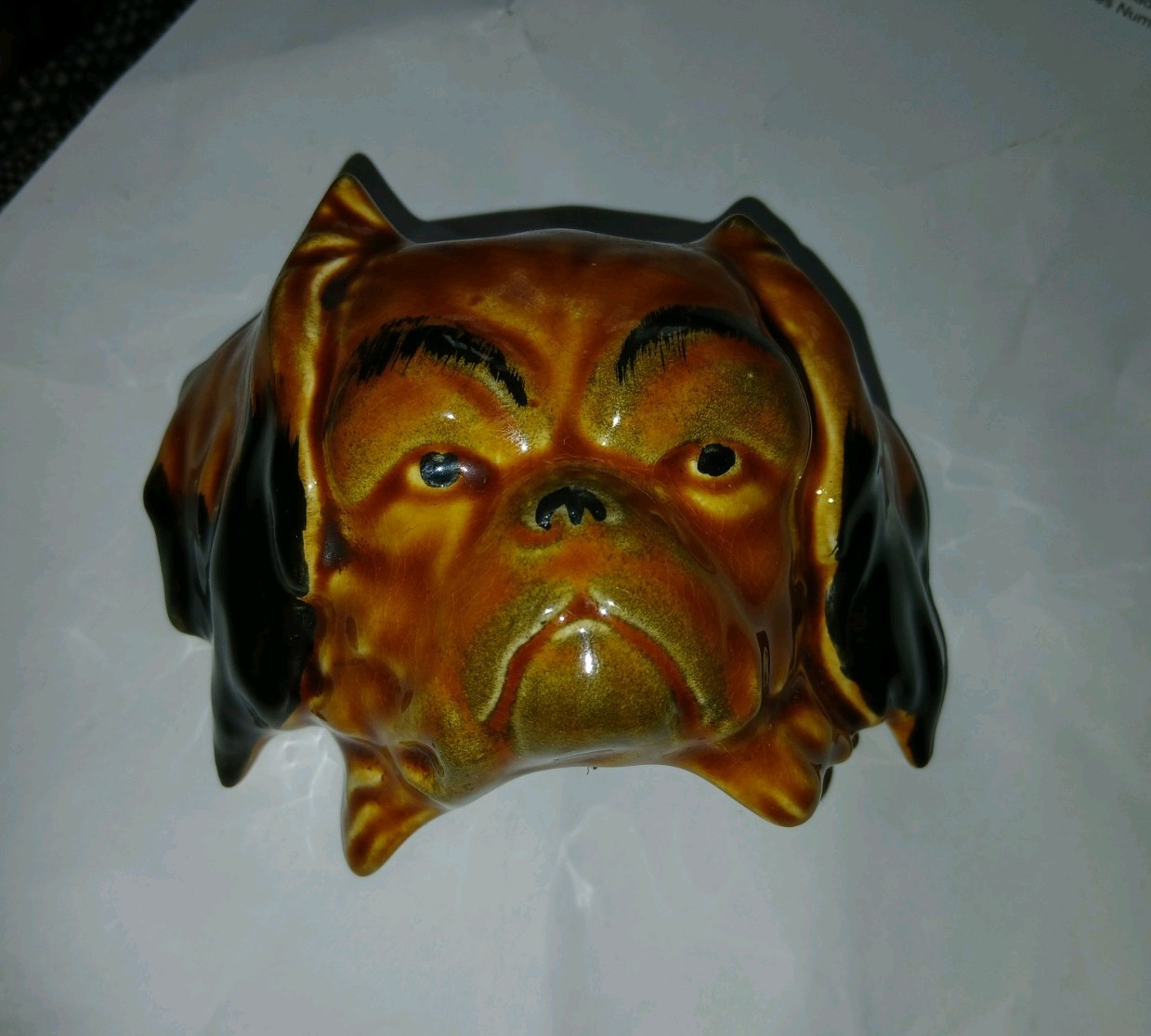 Vintage Retro 1970s Ceramic Pekingese Dog Head Wall Plaque ENGLAND 1202 - COPE