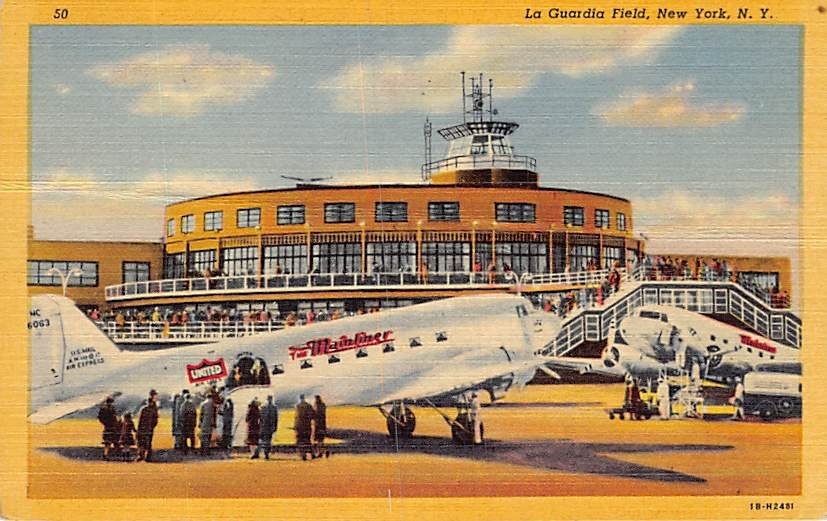 Postcard NY: La Guardia Field, New York, New York, Linen Posted 1952