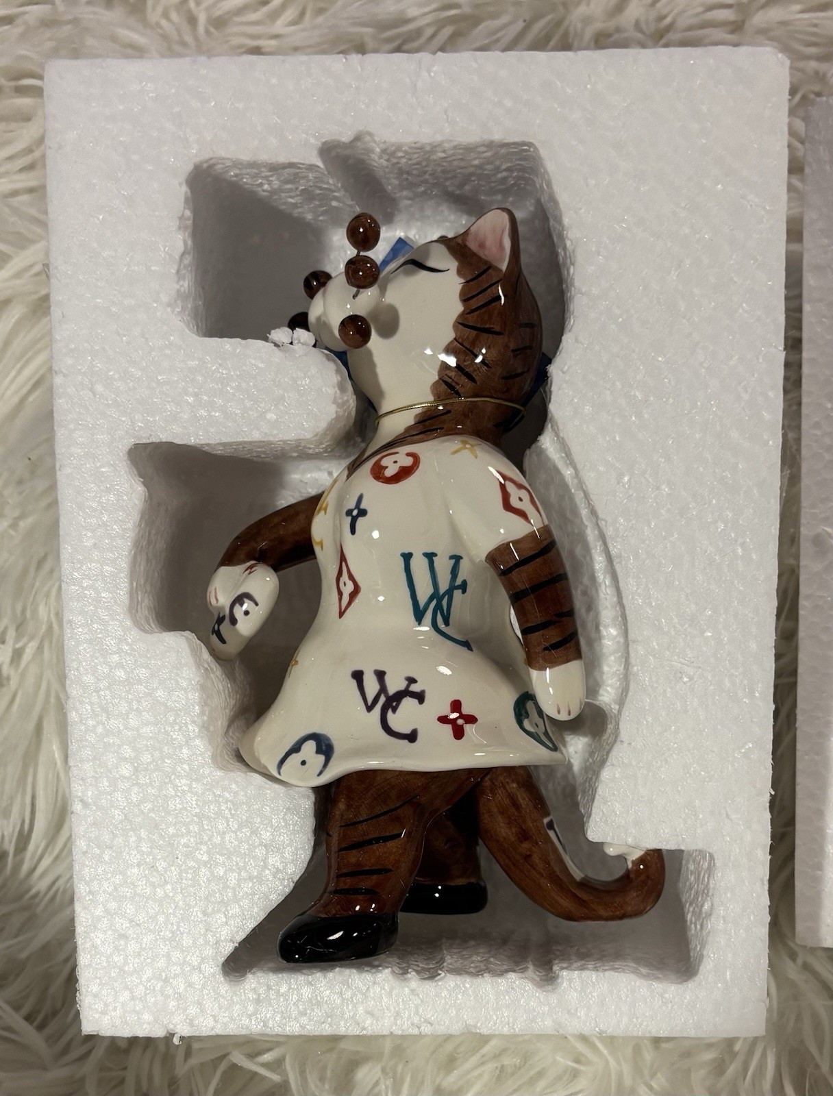 NIB PATTY (Designer Print Cat) Whimsiclay Cat Fancy Felines #86207 Porcelain