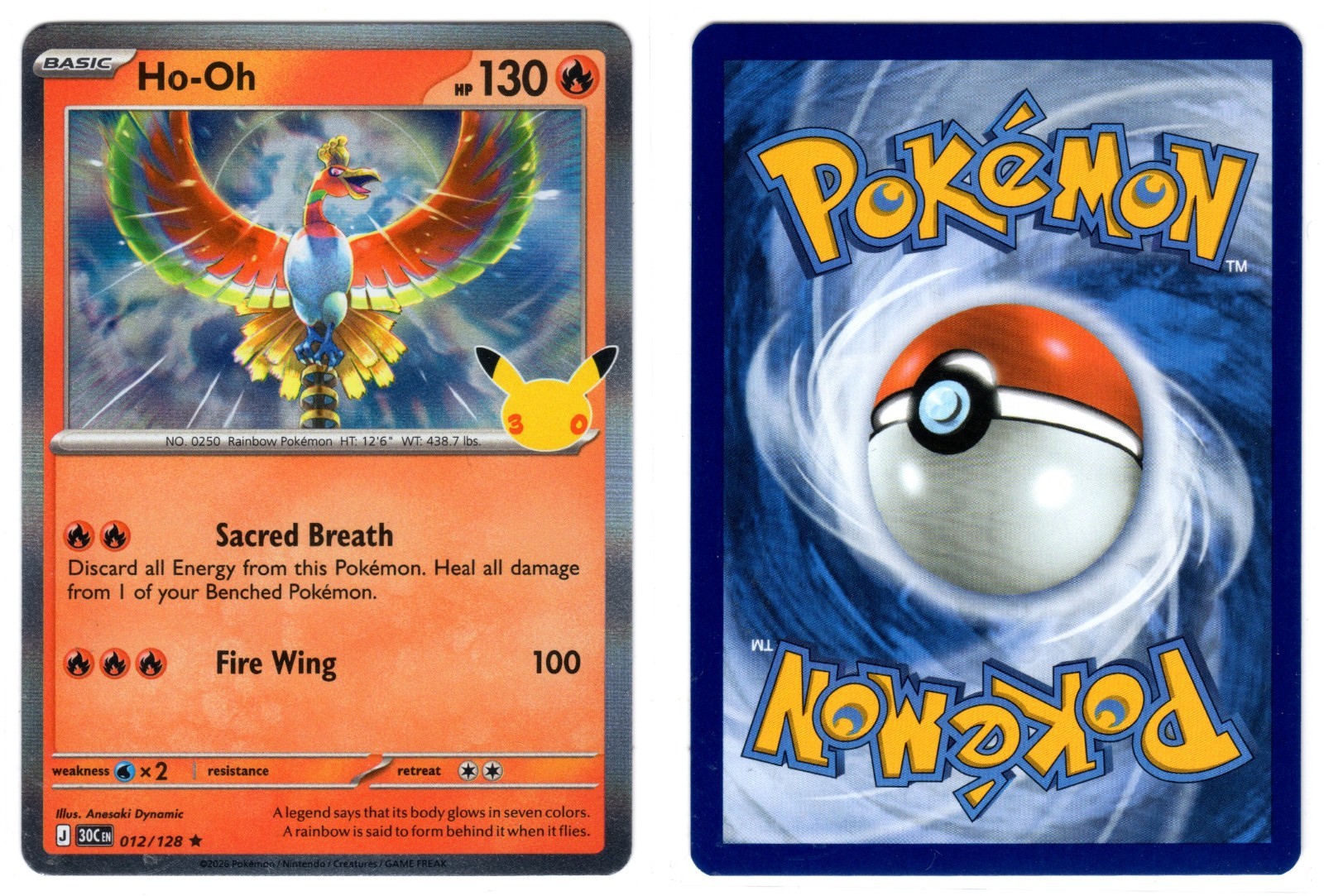 Ho-Oh 012/128 ME: 30th Celebration Holo Pokemon TCG 2026