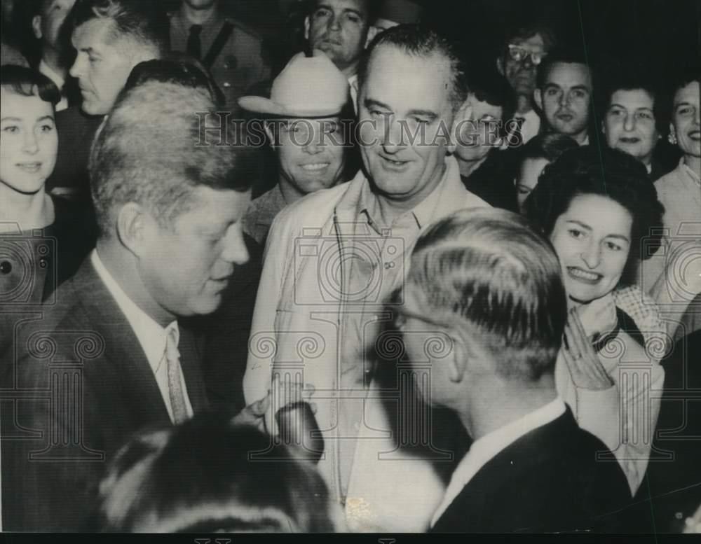 1960 Press Photo President-elect Kennedy & Vice President-elect Johnson in Texas