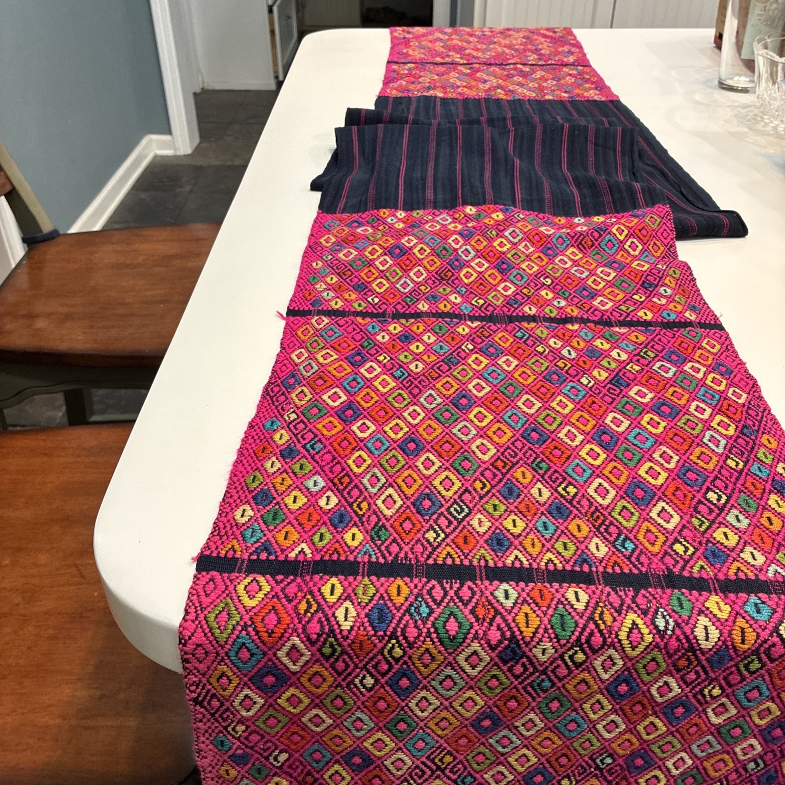 Vintage Guatemalan Mayan Handwoven Textile Table Runner 12x120 RARE VERY LONG