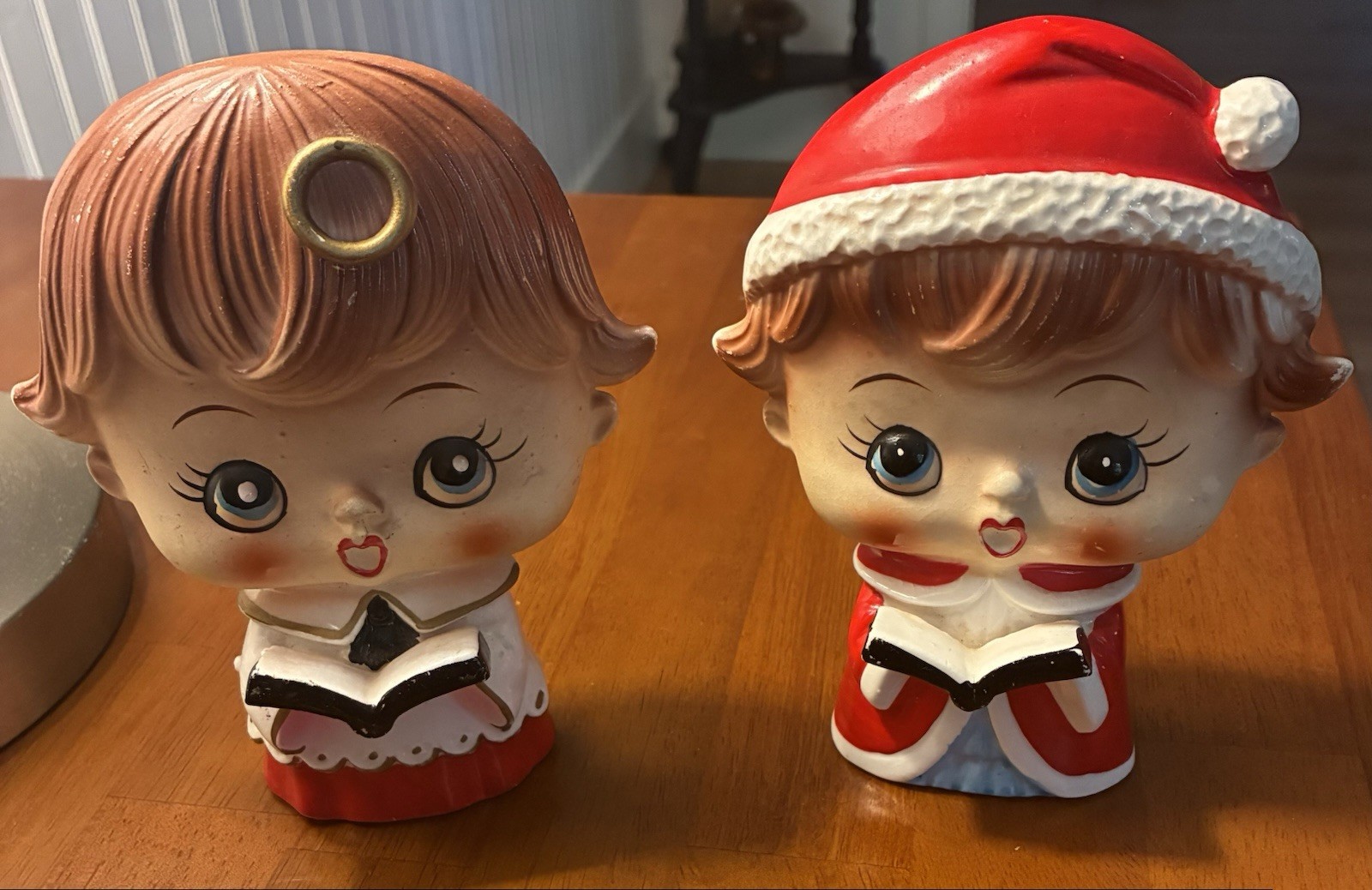 Vintage 1950\'s Lipper & Mann Japan Ceramic Big Head Christmas Caroler Figurines