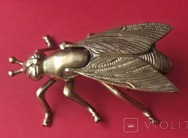 Vintage USSR Soviet Fly Shaped Bronze Ashtray Unusual Collectible Insect Figurin