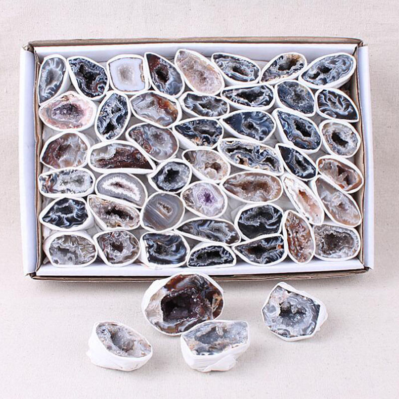 100% Lovely Natural Agate Mineral Specimen Cut Agate Geode 