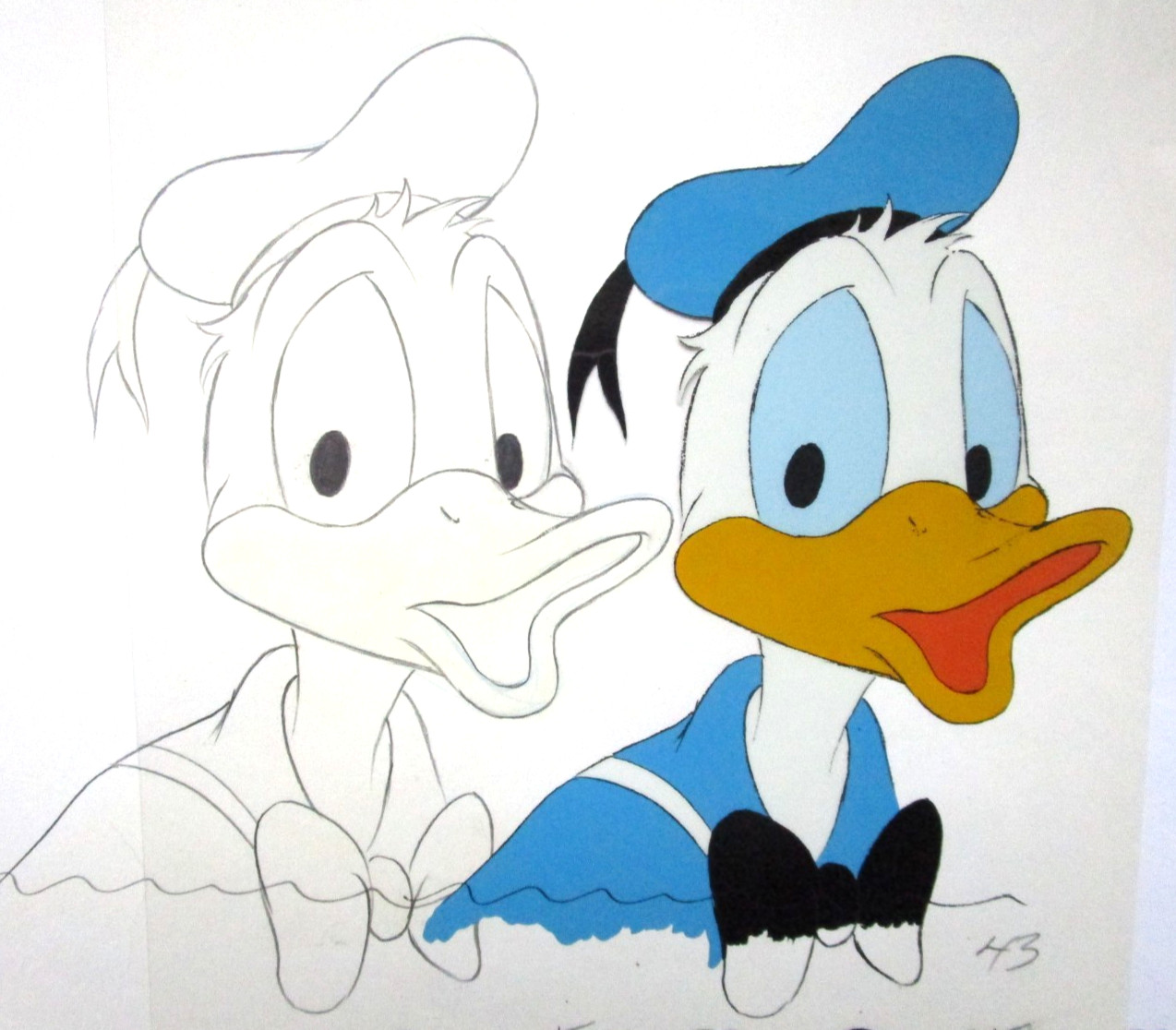 1980\'s DONALD DUCK WALT DISNEY ORIGINAL PRODUCTION CEL + DRAWING sailor hat