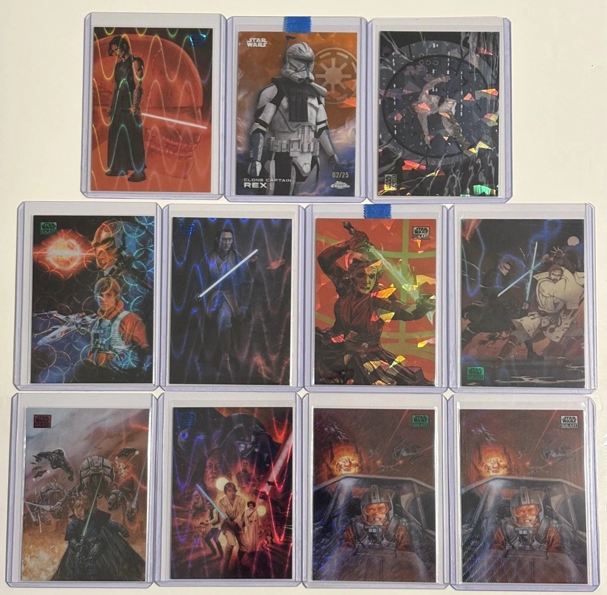 Topps Star Wars Lot 30 Cards Galaxy, Masterwork, Chrome Sapphire, Auto rainbow