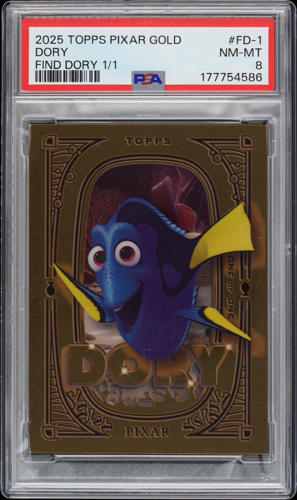 2025 Topps Pixar Gold Dory Find Dory 1/1 Disney #FD-1 PSA 8