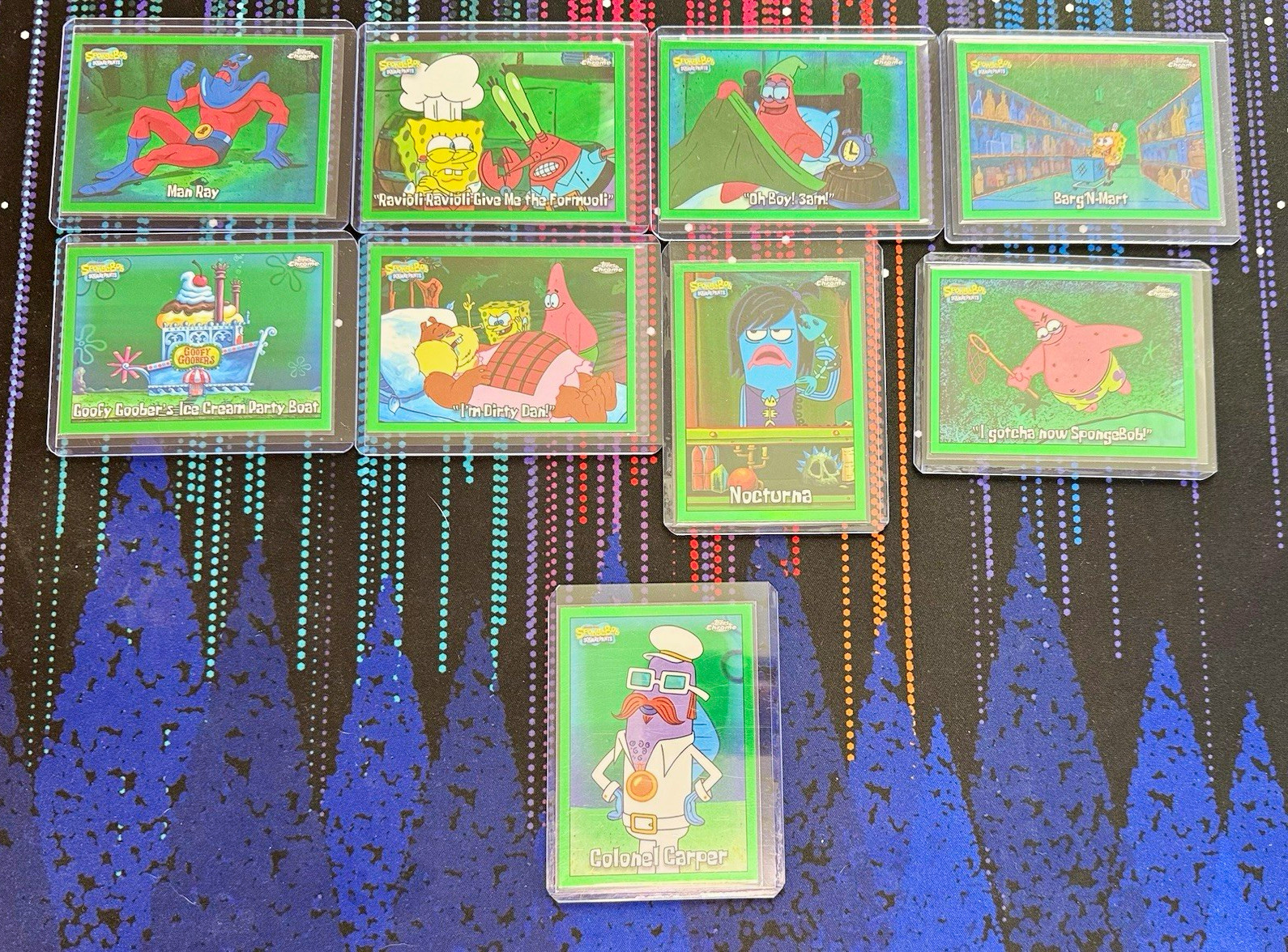 2025 Topps Chrome SpongeBob 9 Card Kelp Green Refractor Lot (No Duplicates)
