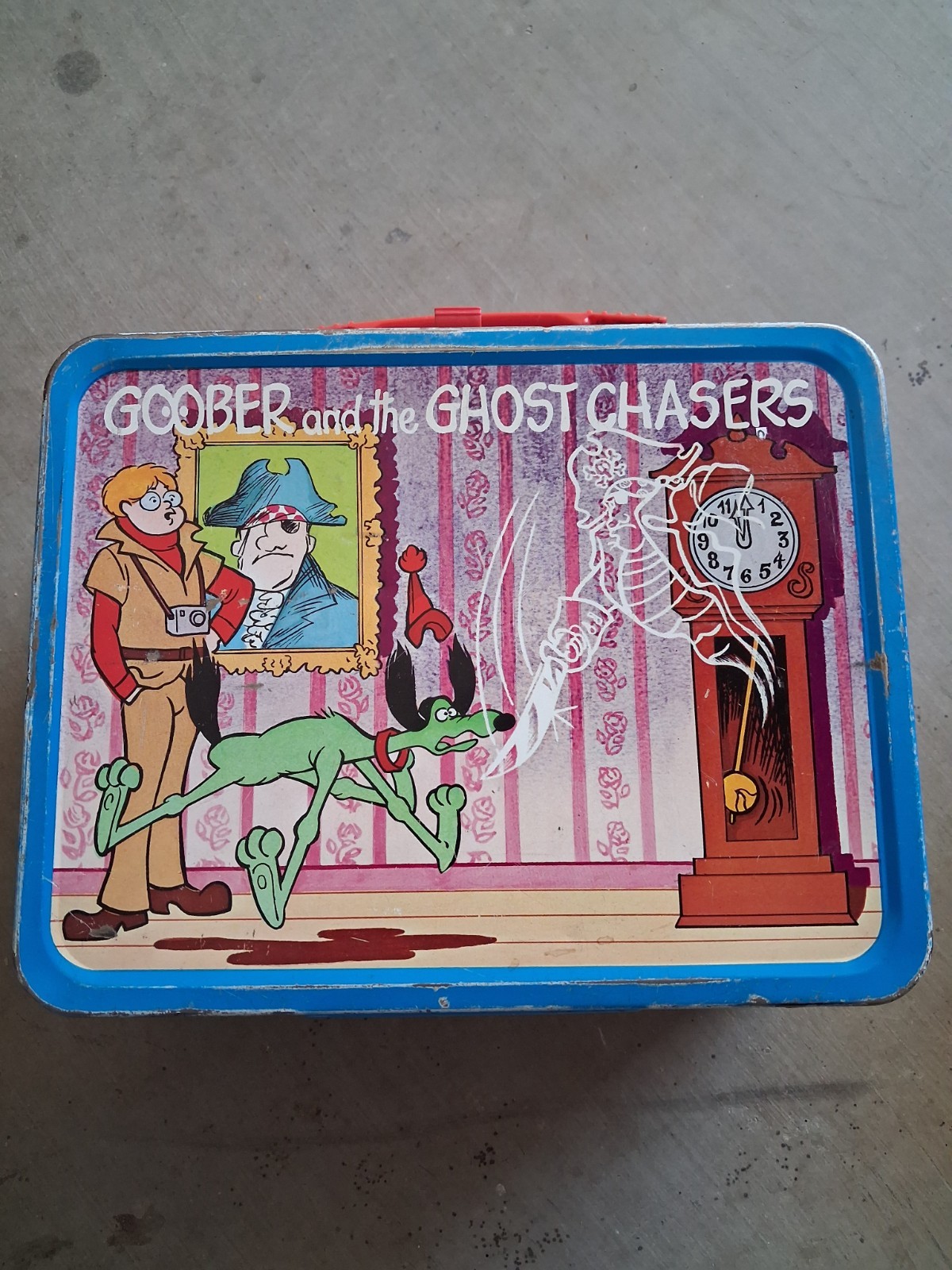 Vintage 1974 Inch High Private Eye Goober Ghost Chasers Metal Lunch Box Thermos