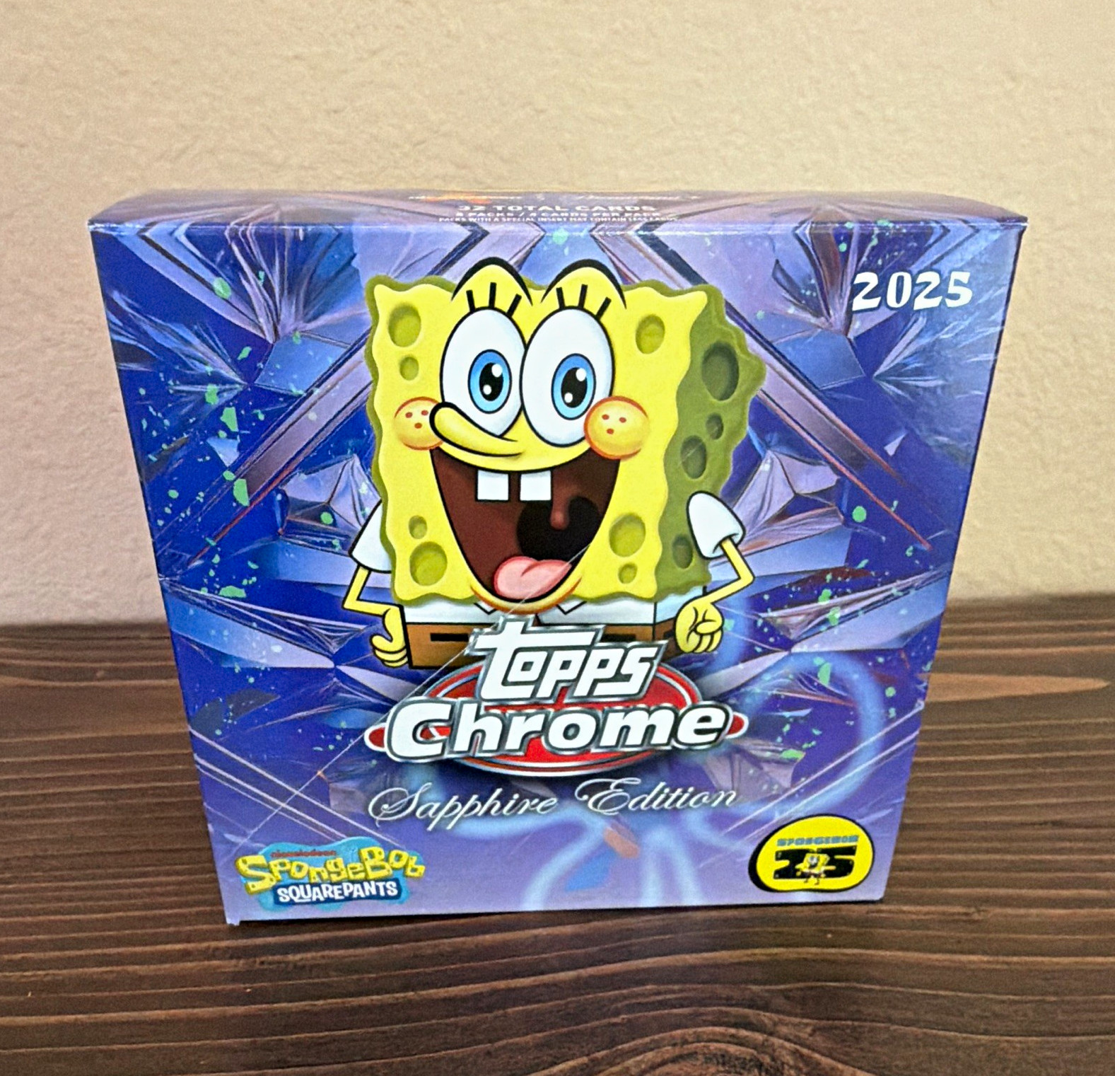 Topps 2025 Chrome Sapphire SpongeBob SquarePants Open Box, Empty Packs