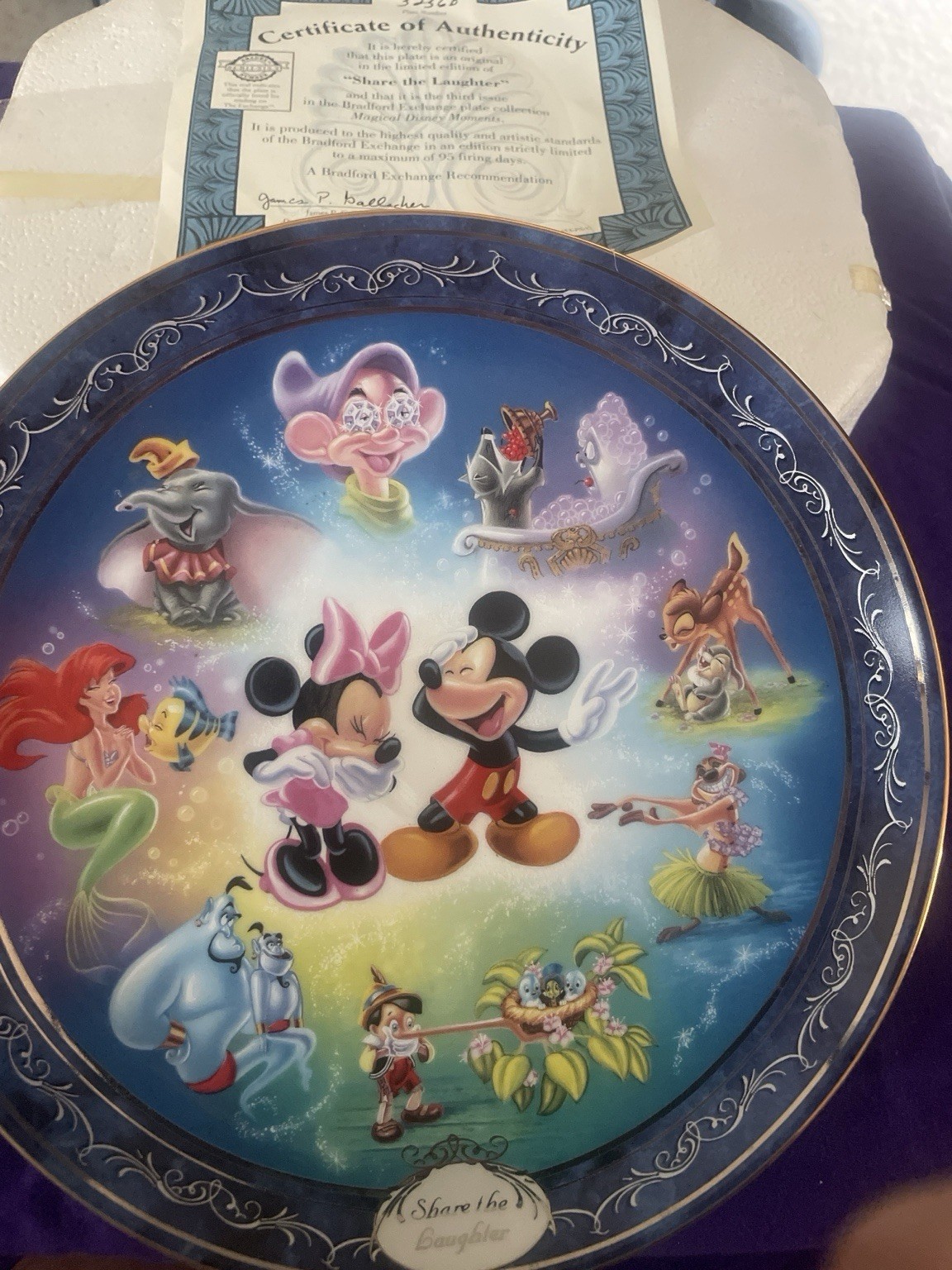 Bradford Exchange Disney Magical Disney Moments Complete 12 Plate Set COA