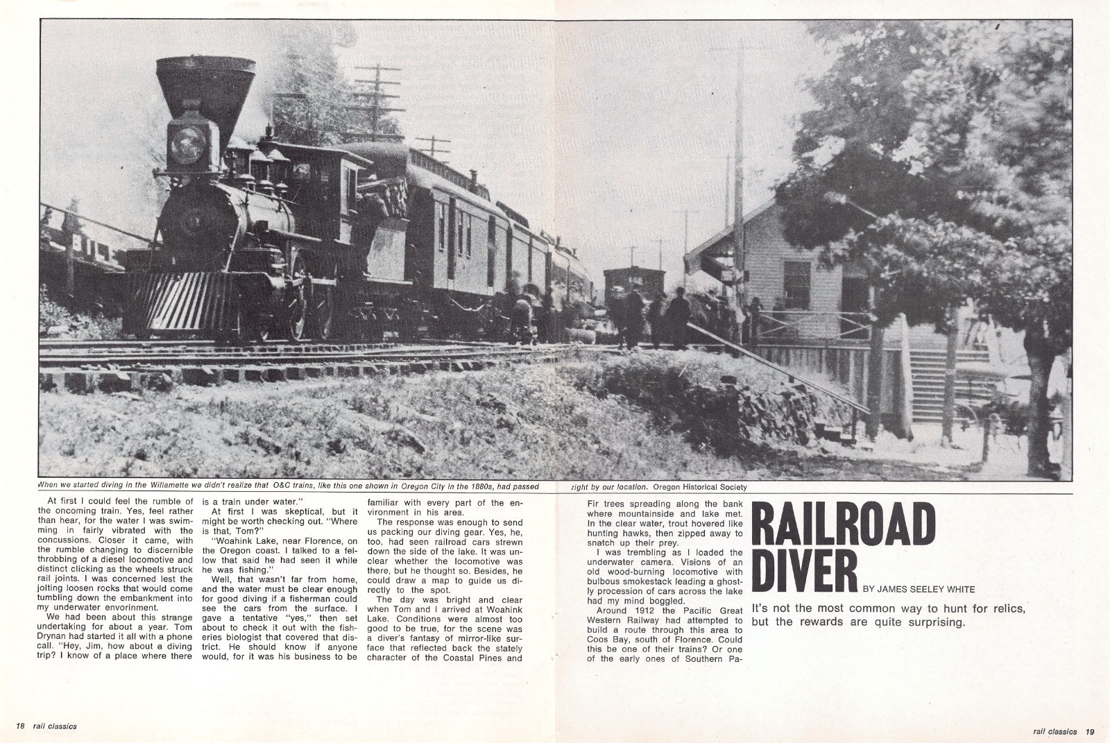 Oregon City OR Depot O&C Railroad Wood Burning Steam Locomotive 1978 Mag Image
